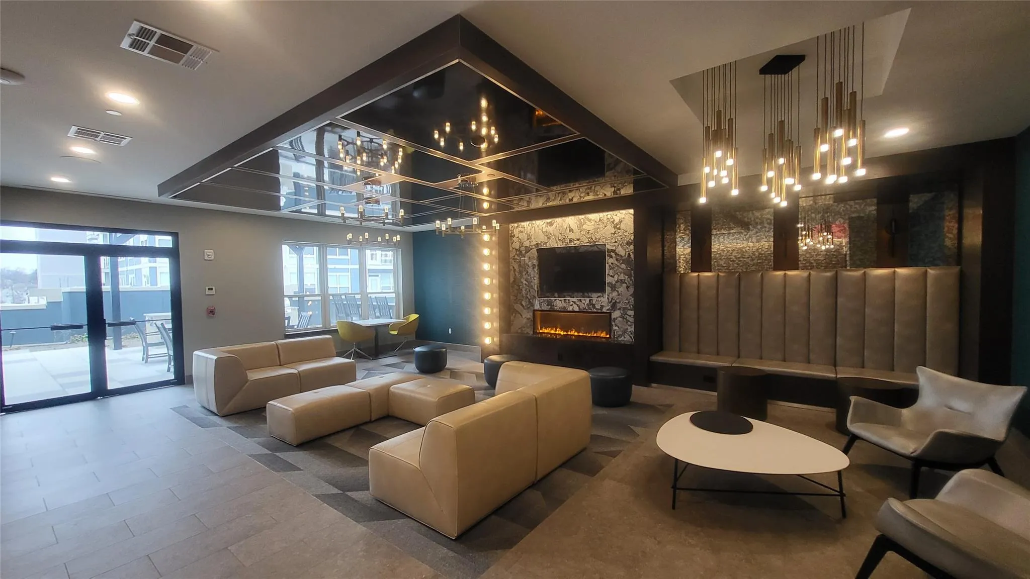 Building lobby with recessed lighting Building lobby with recessed lighting