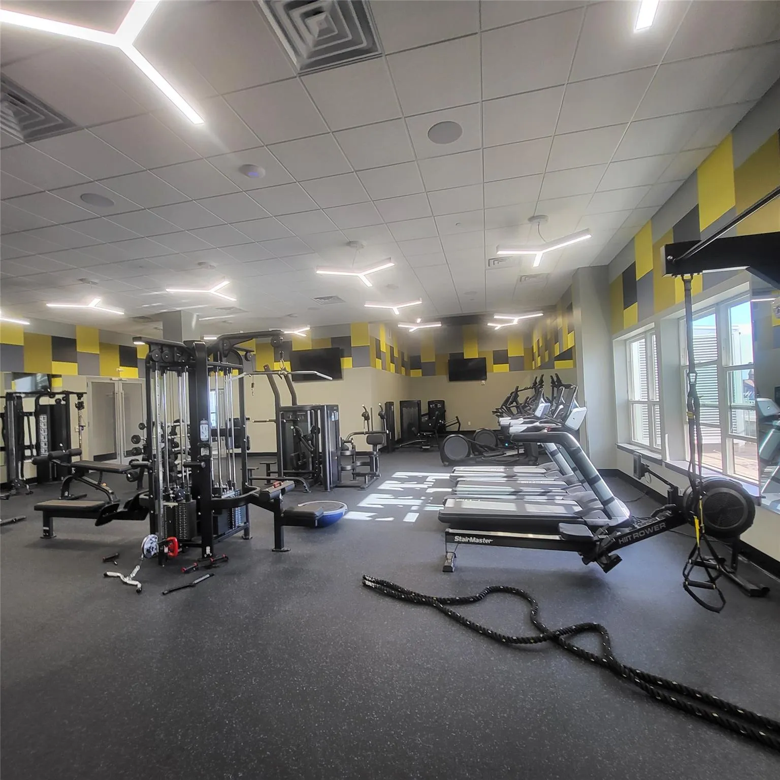 Workout area featuring a paneled ceiling Workout area featuring a paneled ceiling