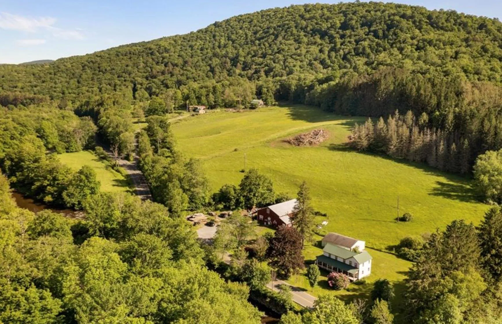 Overview of rural landscape with a heavily wooded area Overview of rural landscape with a heavily wooded area