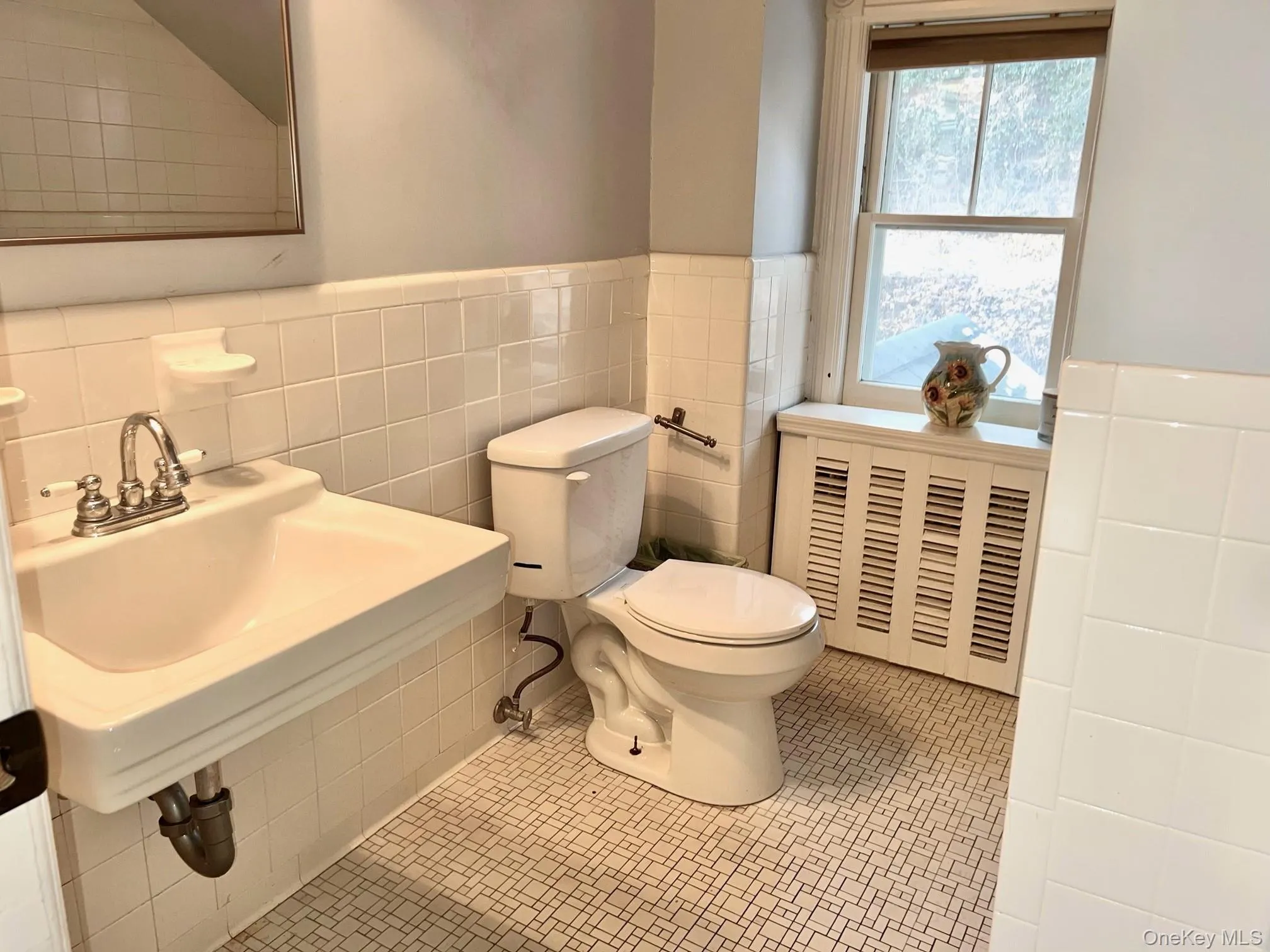 Bathroom with tile patterned floors, Bathroom with tile patterned floors,