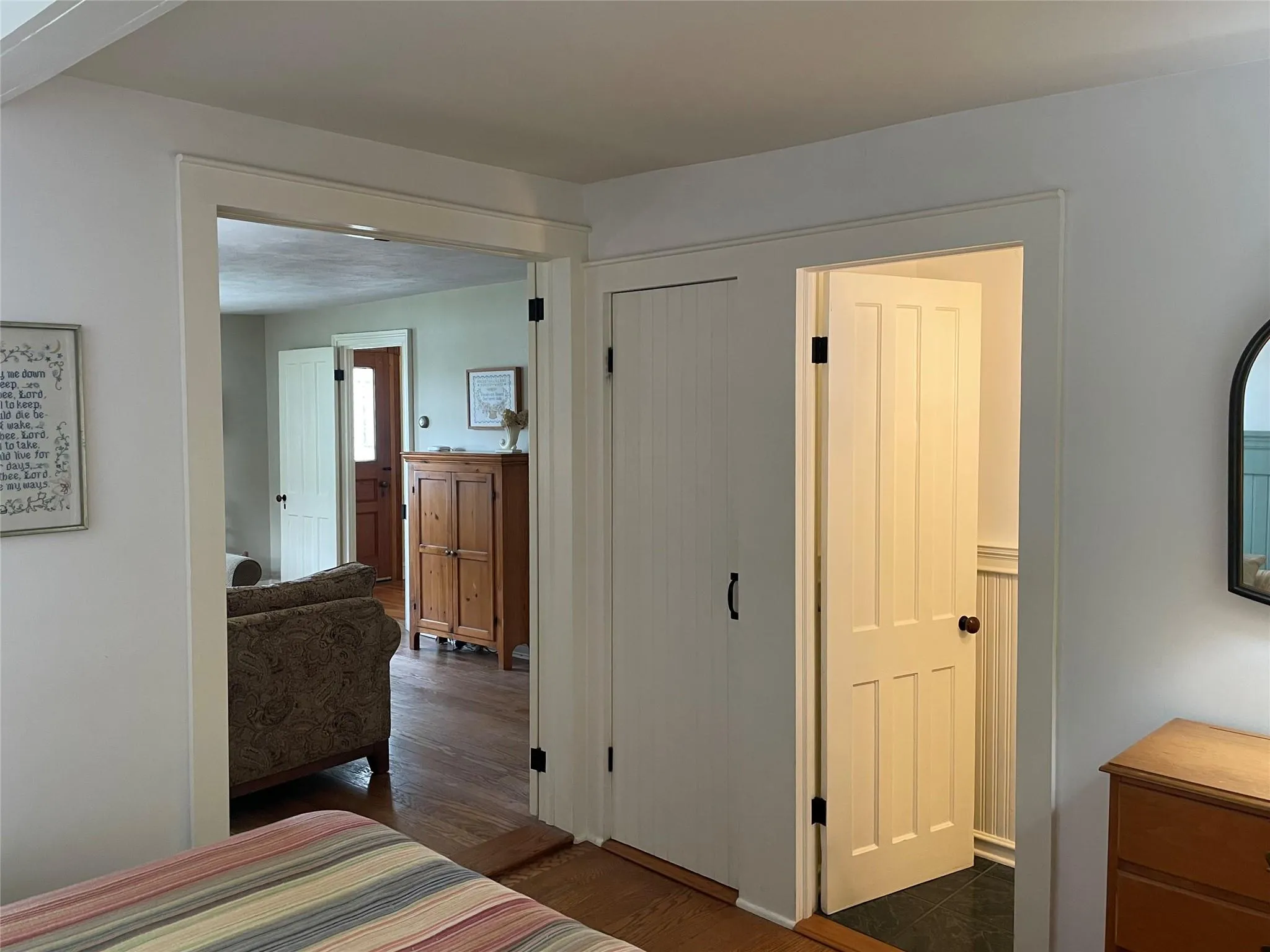 Corridor with dark wood-style floors Corridor with dark wood-style floors