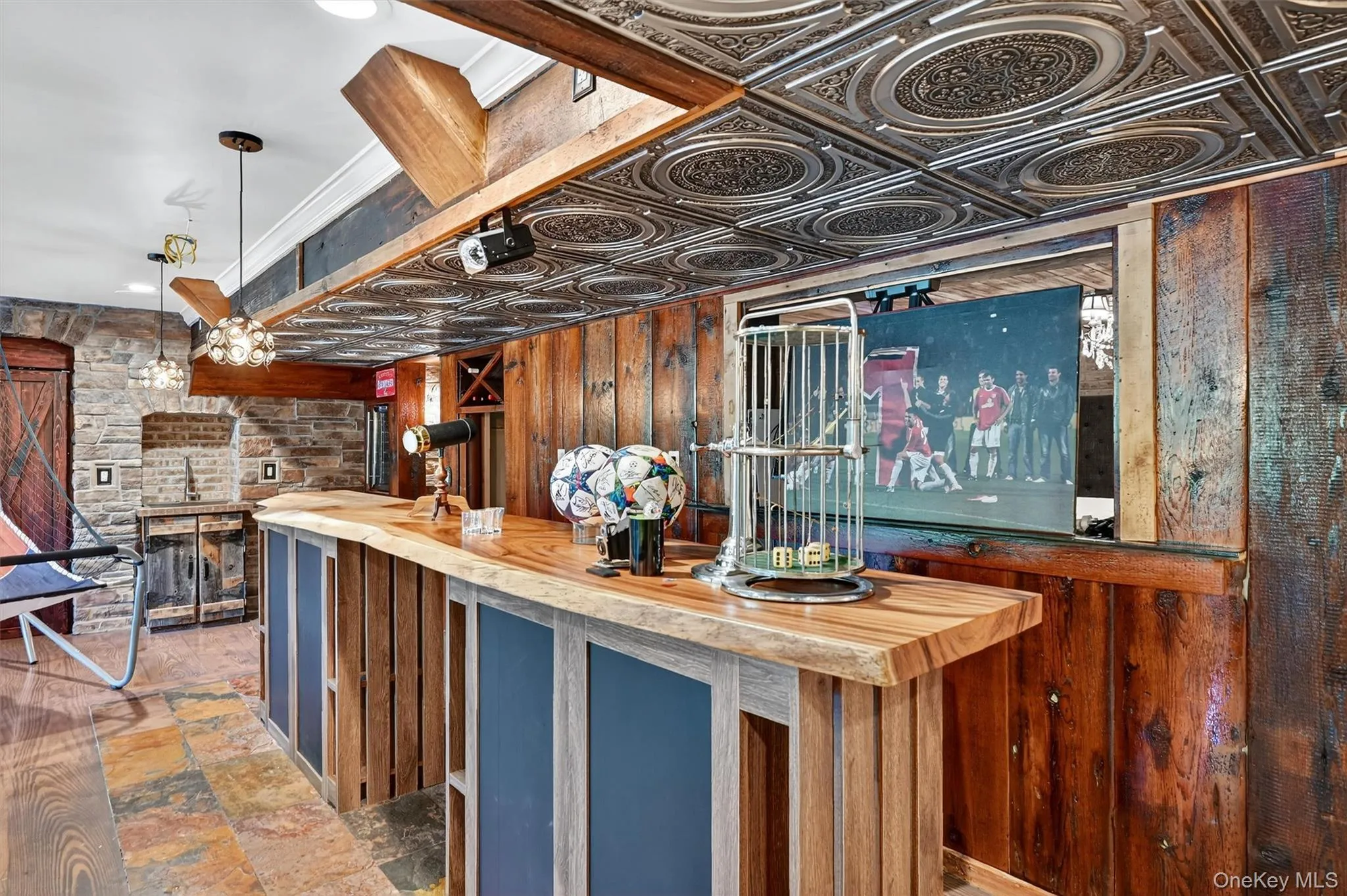 Wood stone finish flooring, and wood walls Wood stone finish flooring, and wood walls