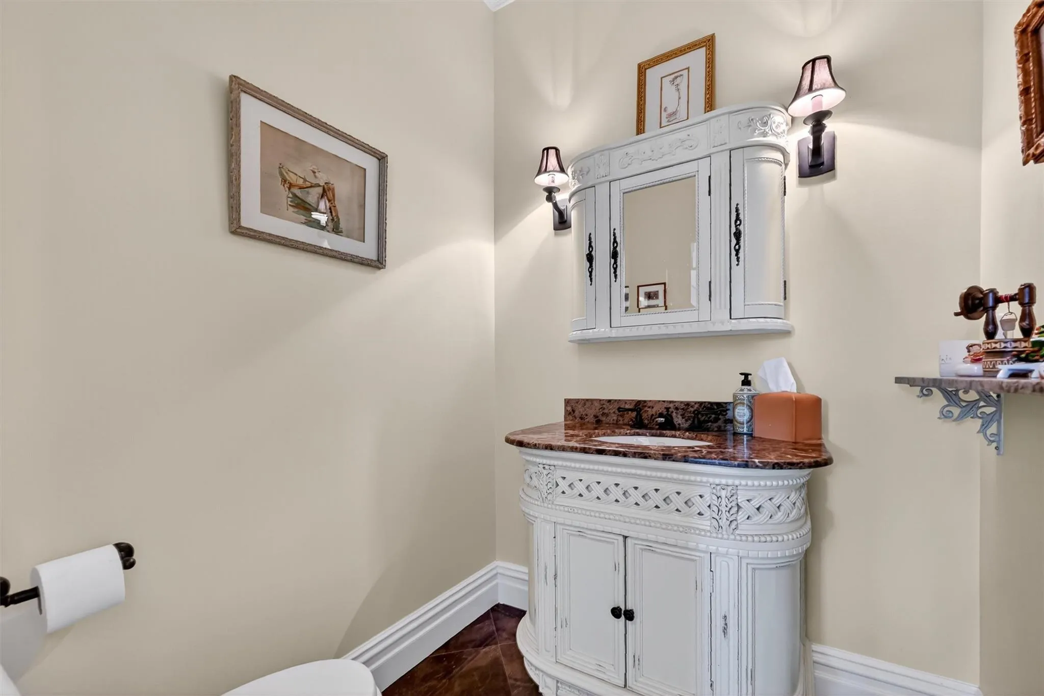 Bathroom with baseboards and vanity Bathroom with baseboards and vanity