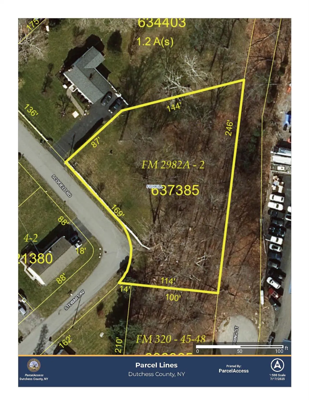 Aerial view of property's location with property parcel outlined Aerial view of property's location with property parcel outlined