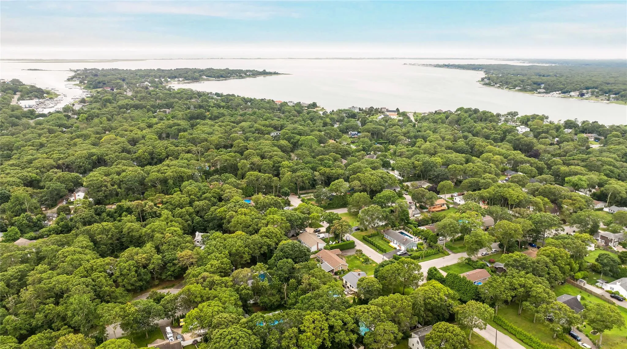 Drone / aerial view of a large body of water