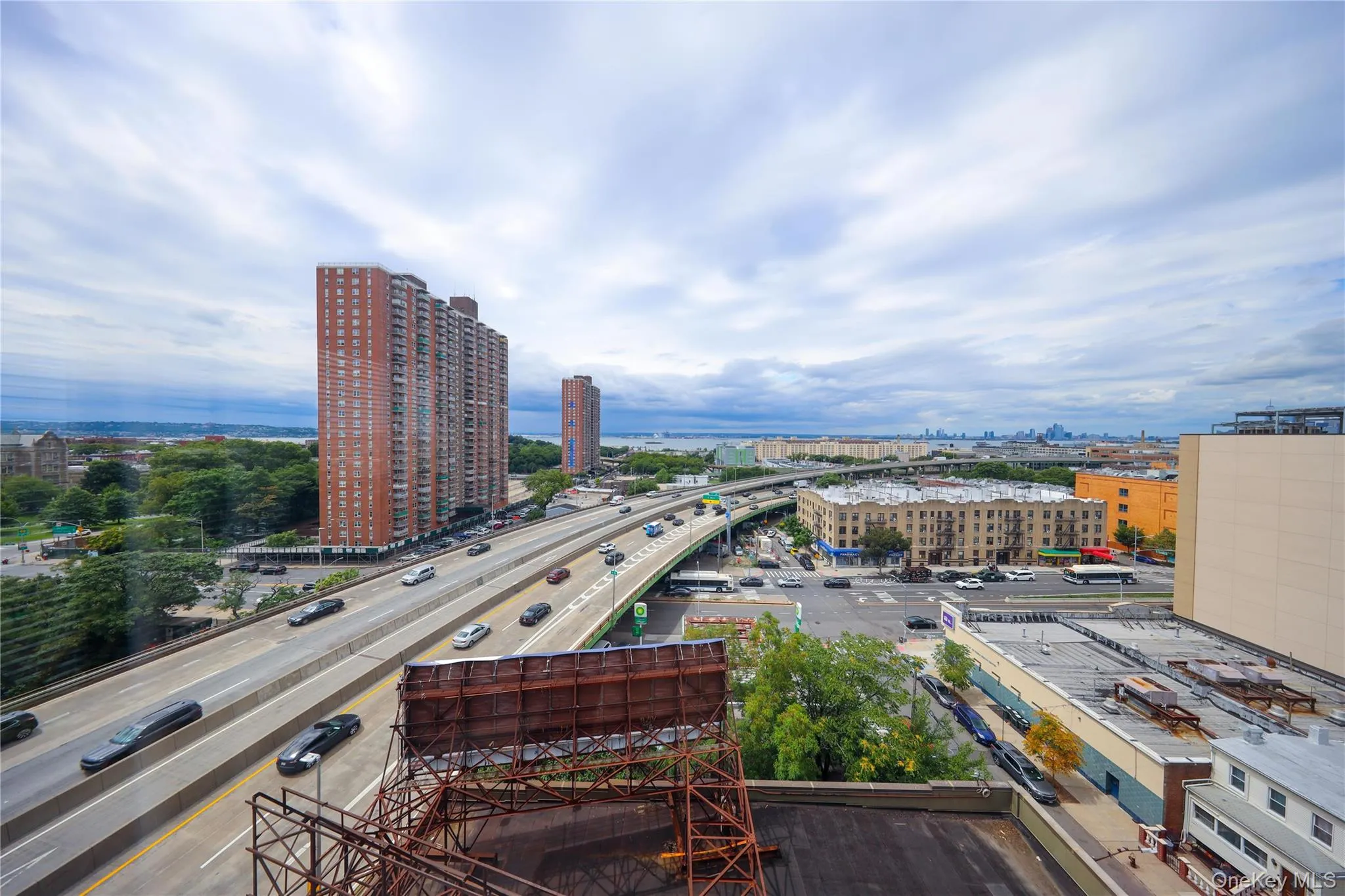 View of urban area with a main thoroughfare View of urban area with a main thoroughfare