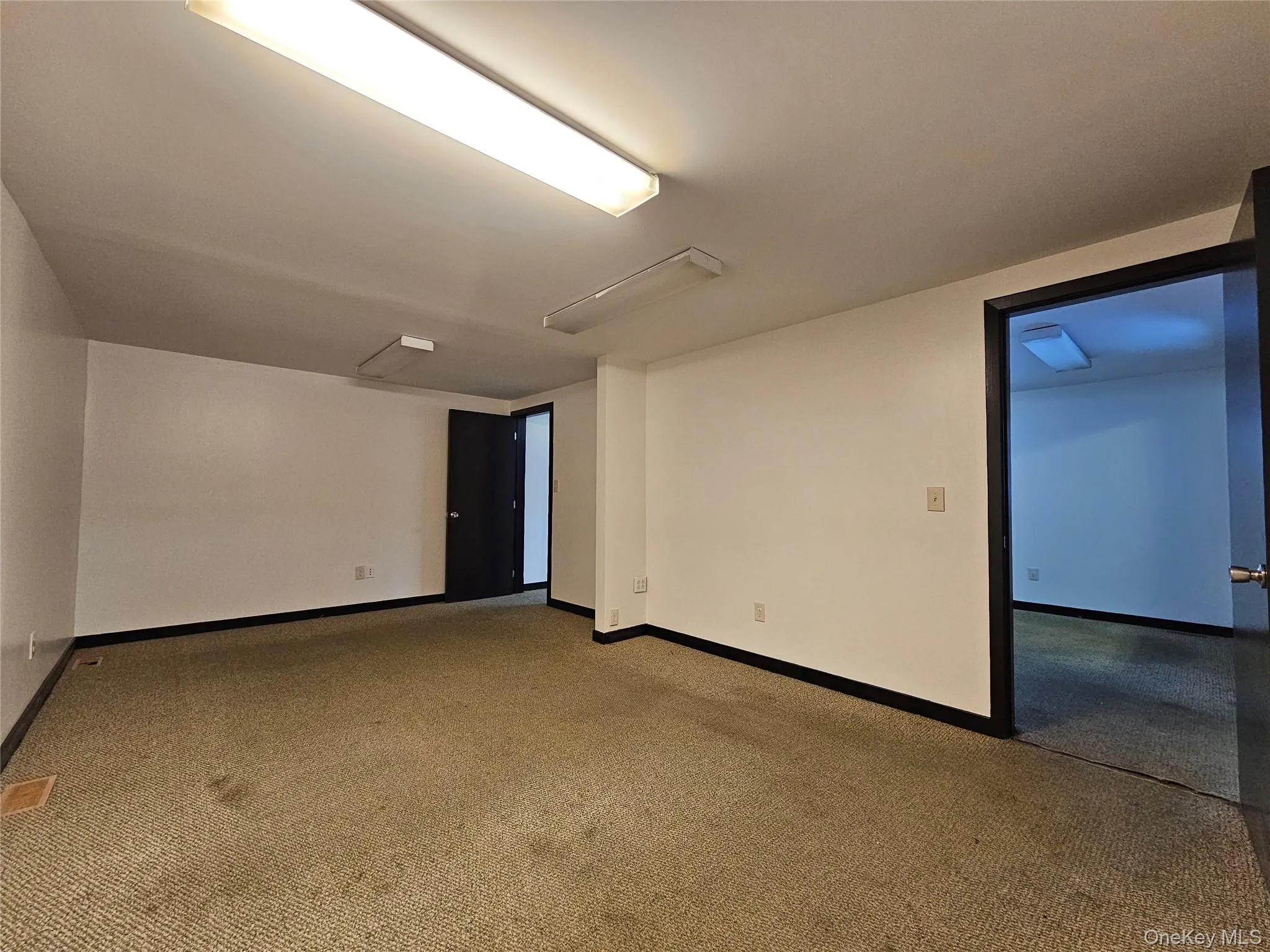 Empty room with carpet flooring Empty room with carpet flooring