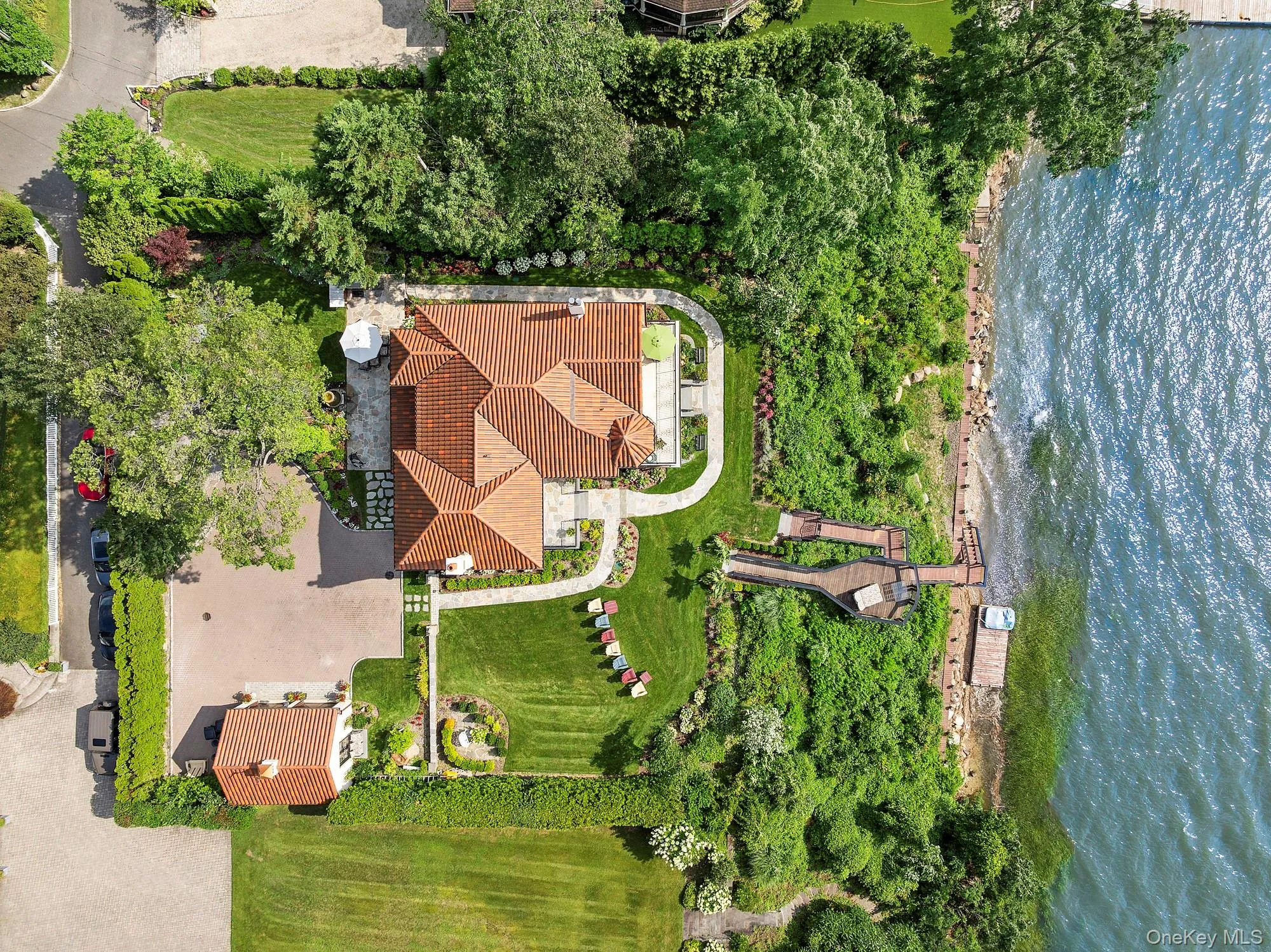 Drone / aerial view of a nearby body of water Drone / aerial view of a nearby body of water