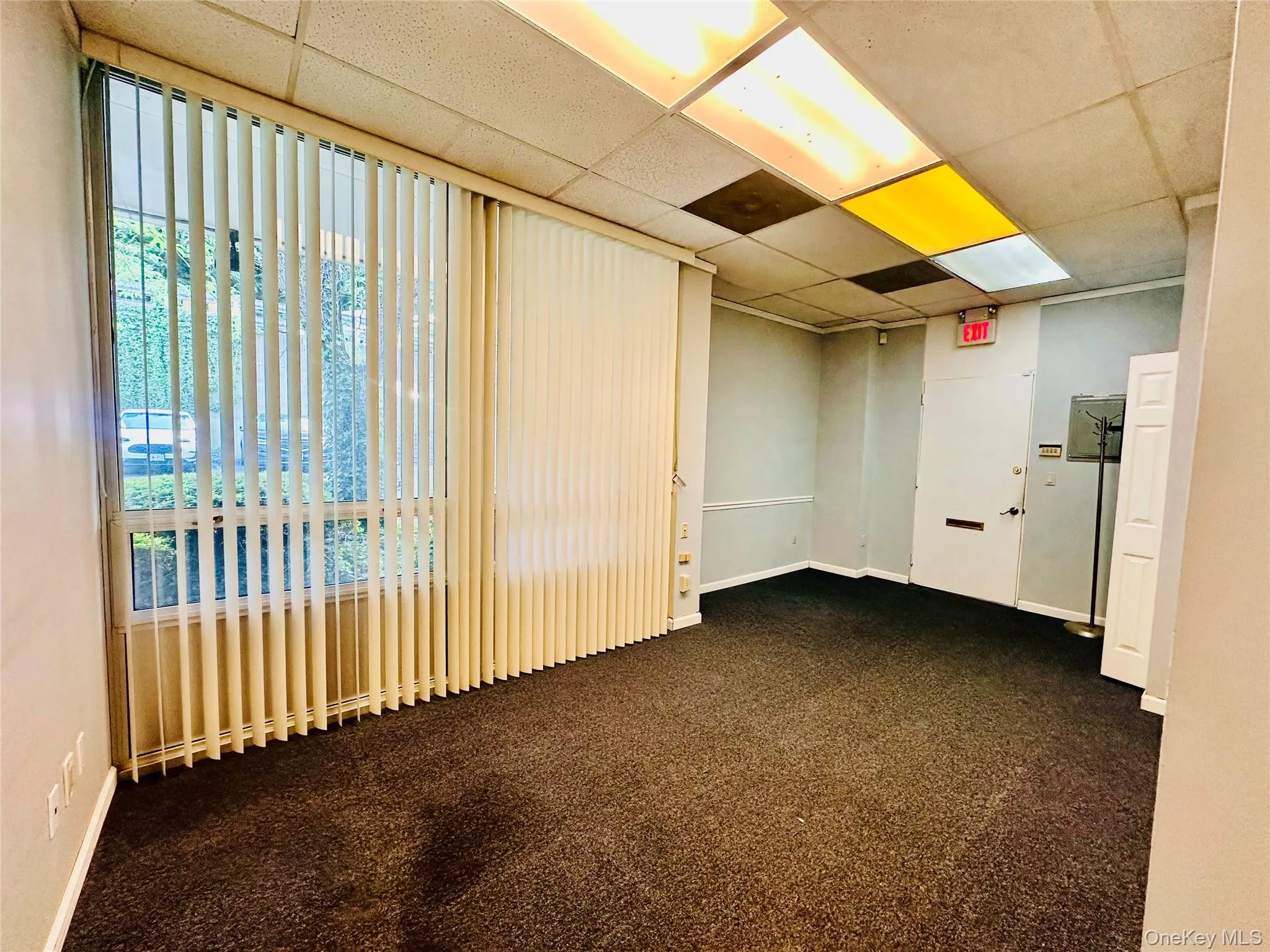 Empty room with a paneled ceiling Empty room with a paneled ceiling