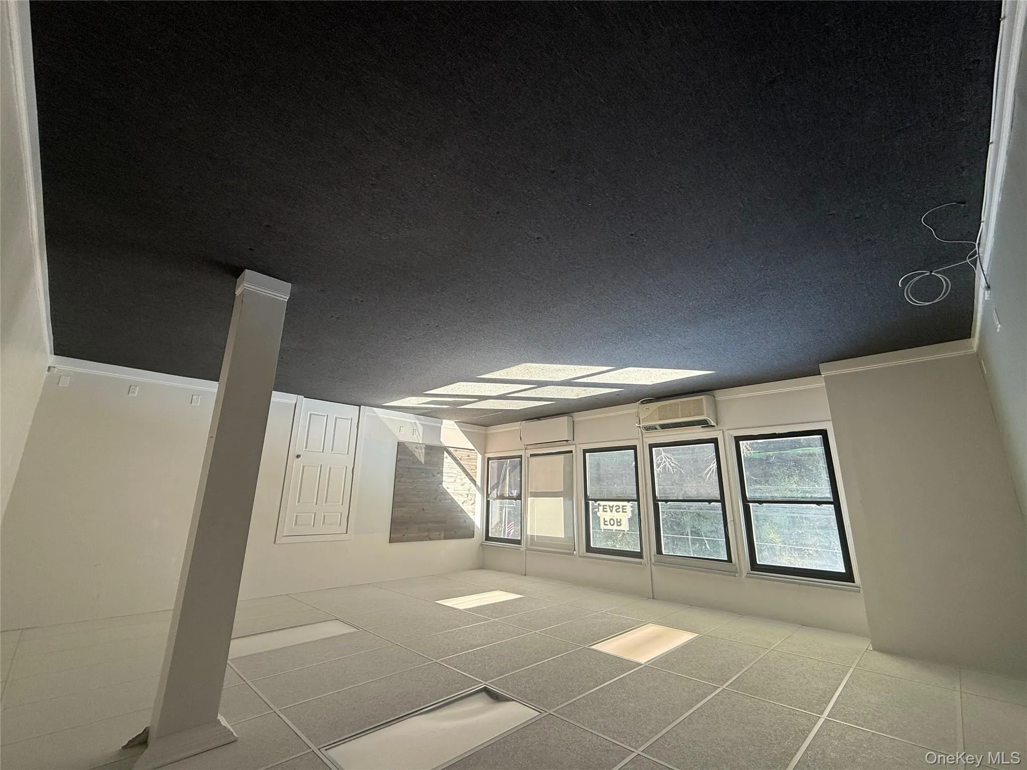 Carpeted spare room with a drop ceiling and baseboards Carpeted spare room with a drop ceiling and baseboards