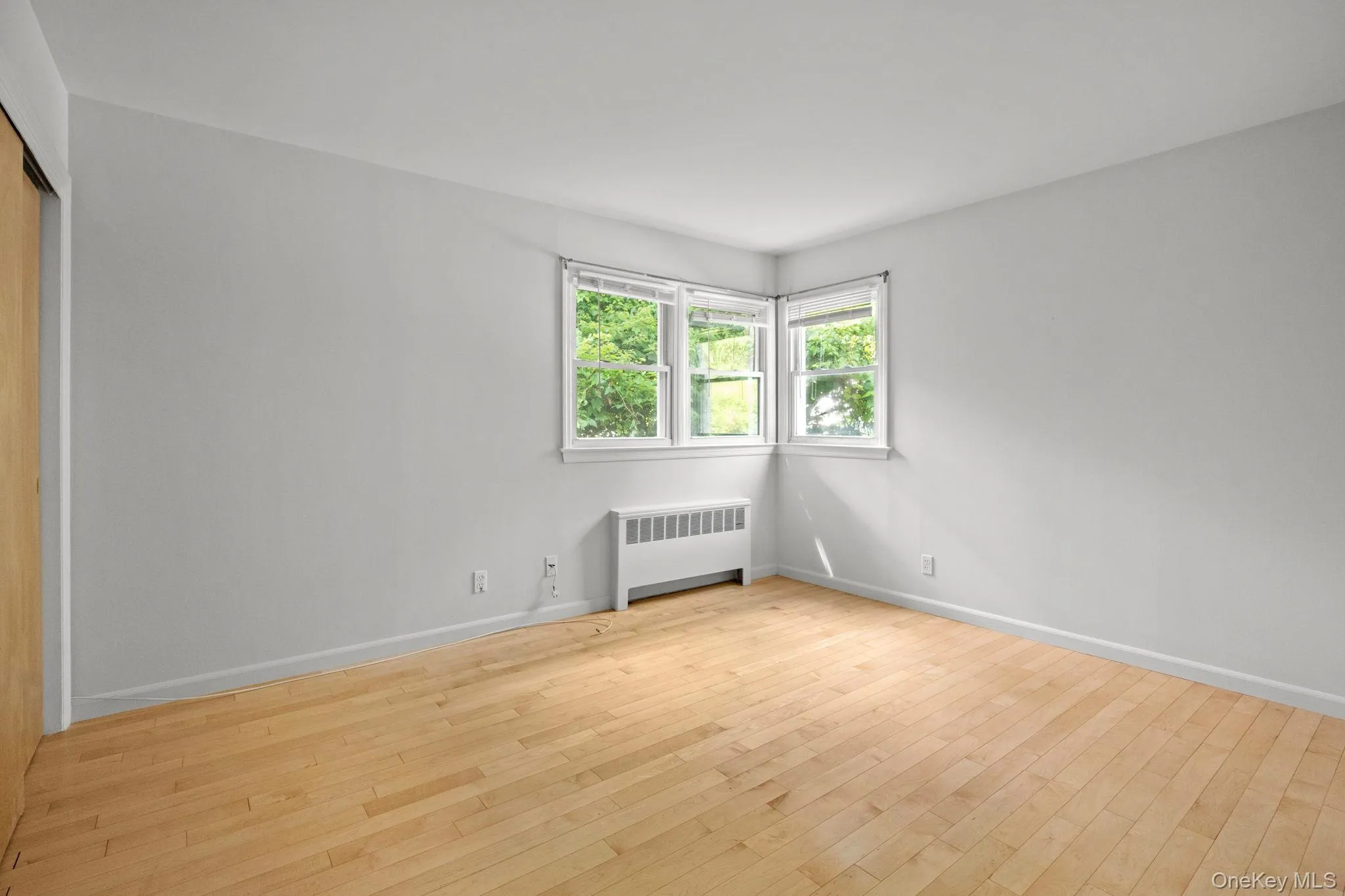 Spare room with wood-type flooring and radiator Spare room with wood-type flooring and radiator