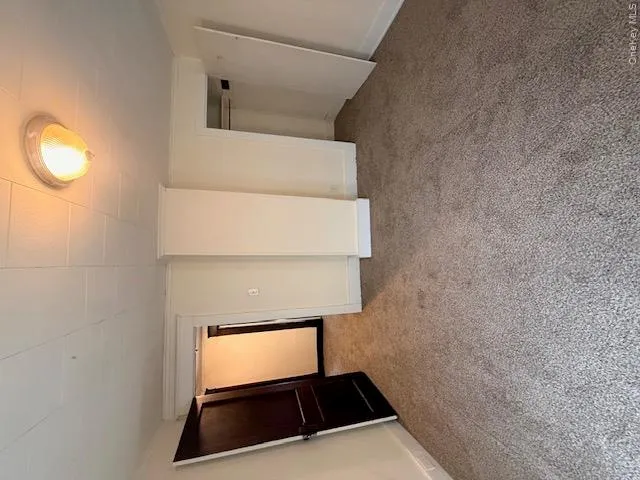 Room featuring neutral-toned carpeting, light-colored walls, and a ceiling-mounted light fixture Room featuring neutral-toned carpeting, light-colored walls, and a ceiling-mounted light fixture