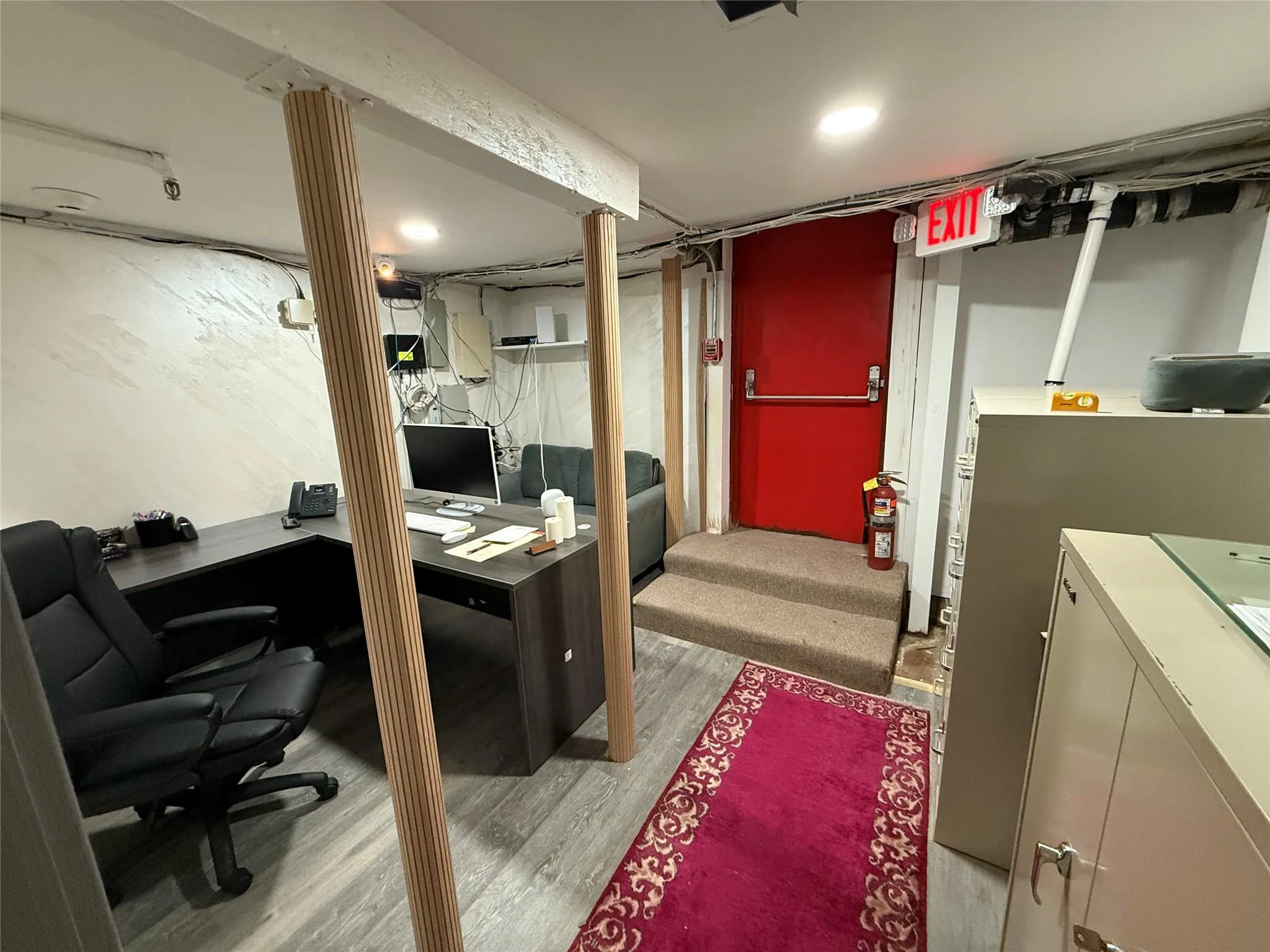 Office featuring wood finished floors and recessed lighting Office featuring wood finished floors and recessed lighting