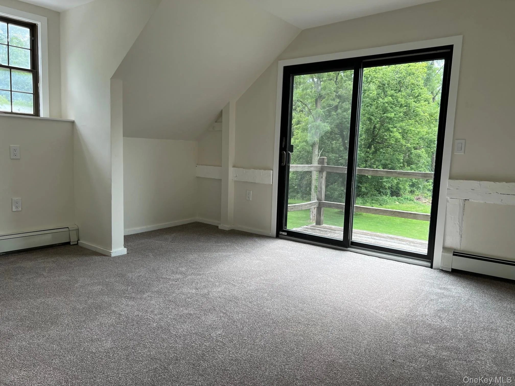 Additional living space featuring carpet and lofted ceiling Additional living space featuring carpet and lofted ceiling
