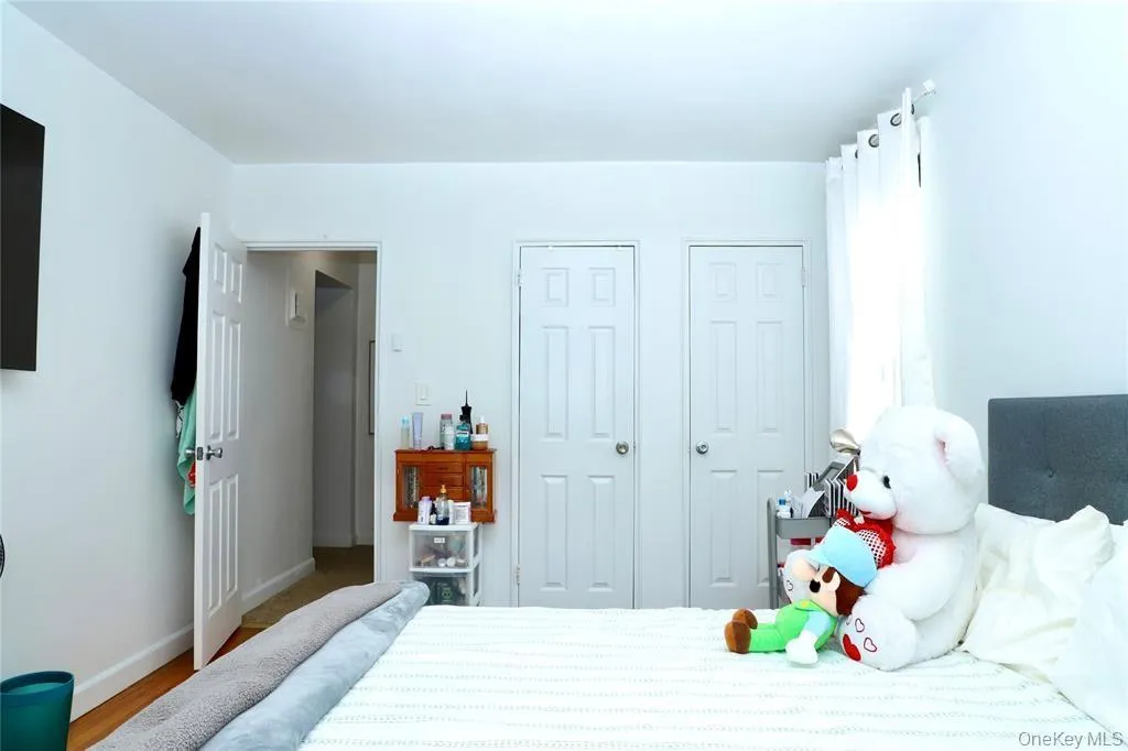 Bedroom with two closets and wood finished floors Bedroom with two closets and wood finished floors