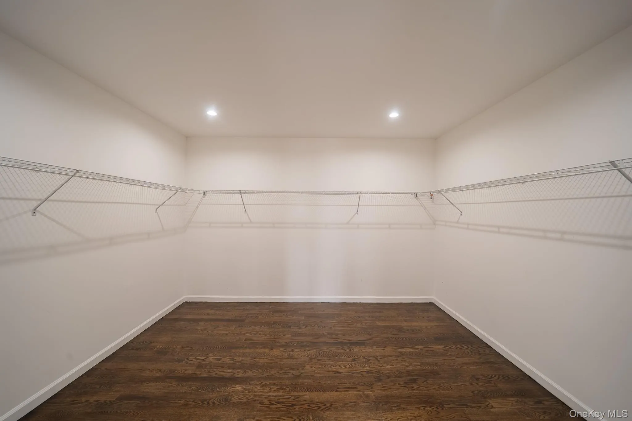 Spacious closet with dark wood finished floors Spacious closet with dark wood finished floors