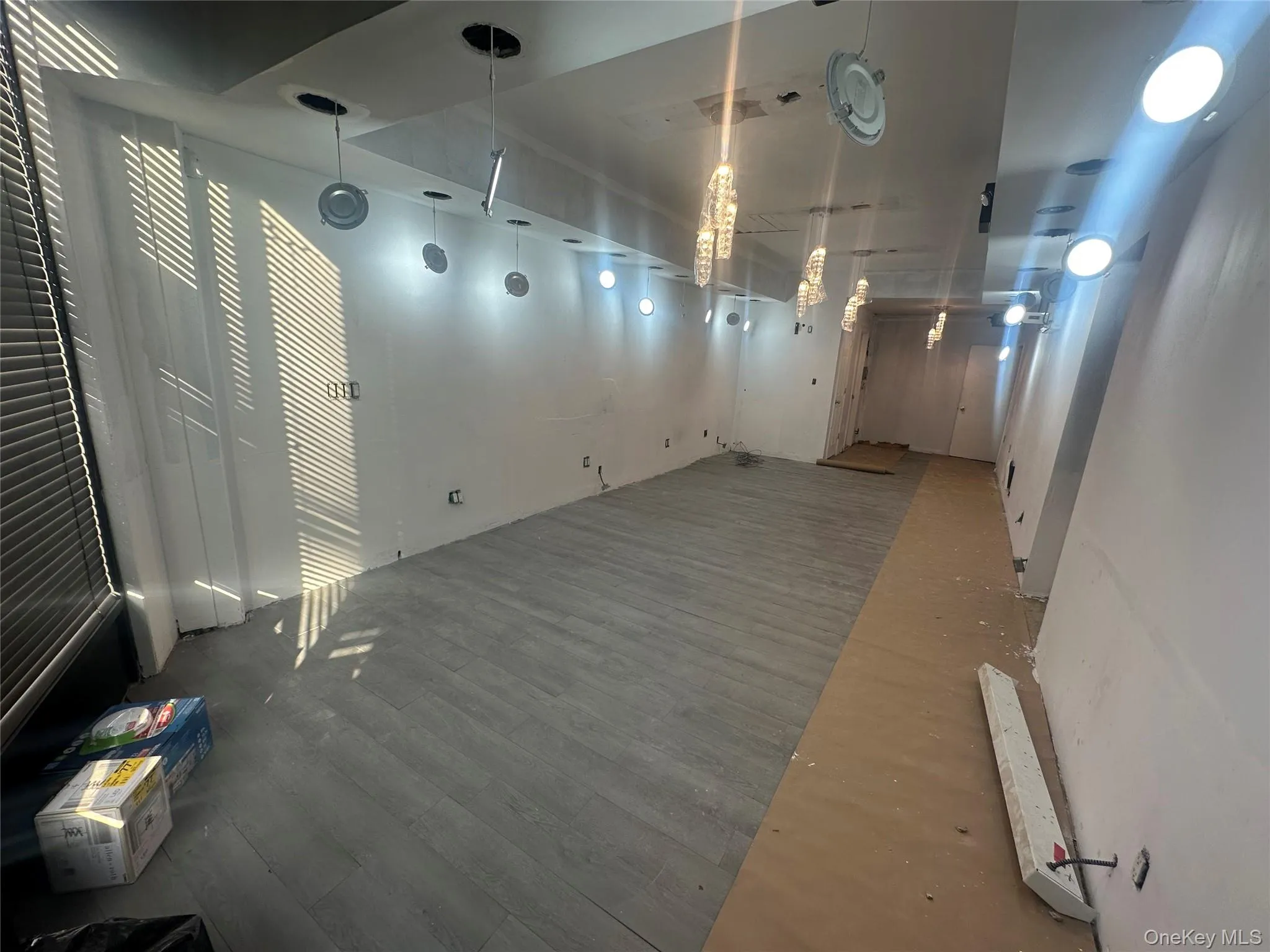 Below grade area with wood finished floors Below grade area with wood finished floors