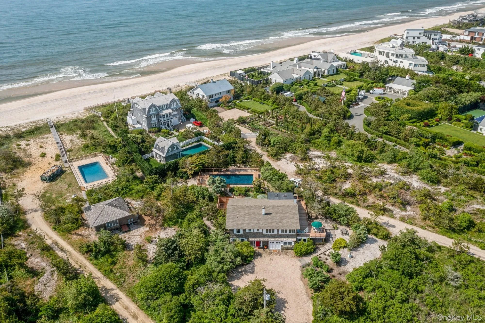 Aerial view of pool and private path to ocean Aerial view of pool and private path to ocean