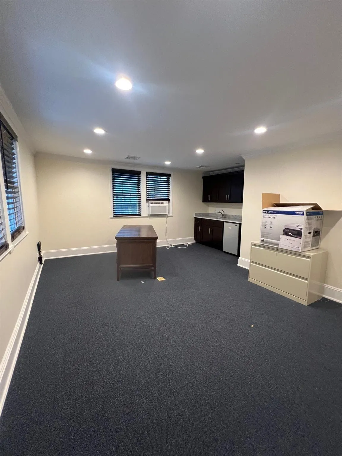 Office 3 Living area featuring recessed lighting and dark carpet Office 3 Living area featuring recessed lighting and dark carpet