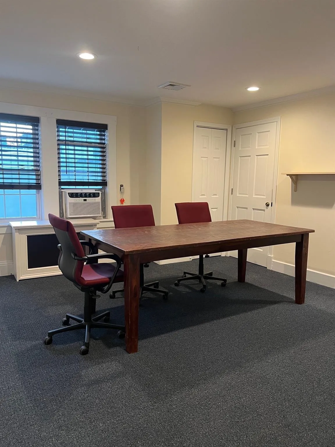 office 1 Carpeted office space with ornamental molding and recessed lighting office 1 Carpeted office space with ornamental molding and recessed lighting