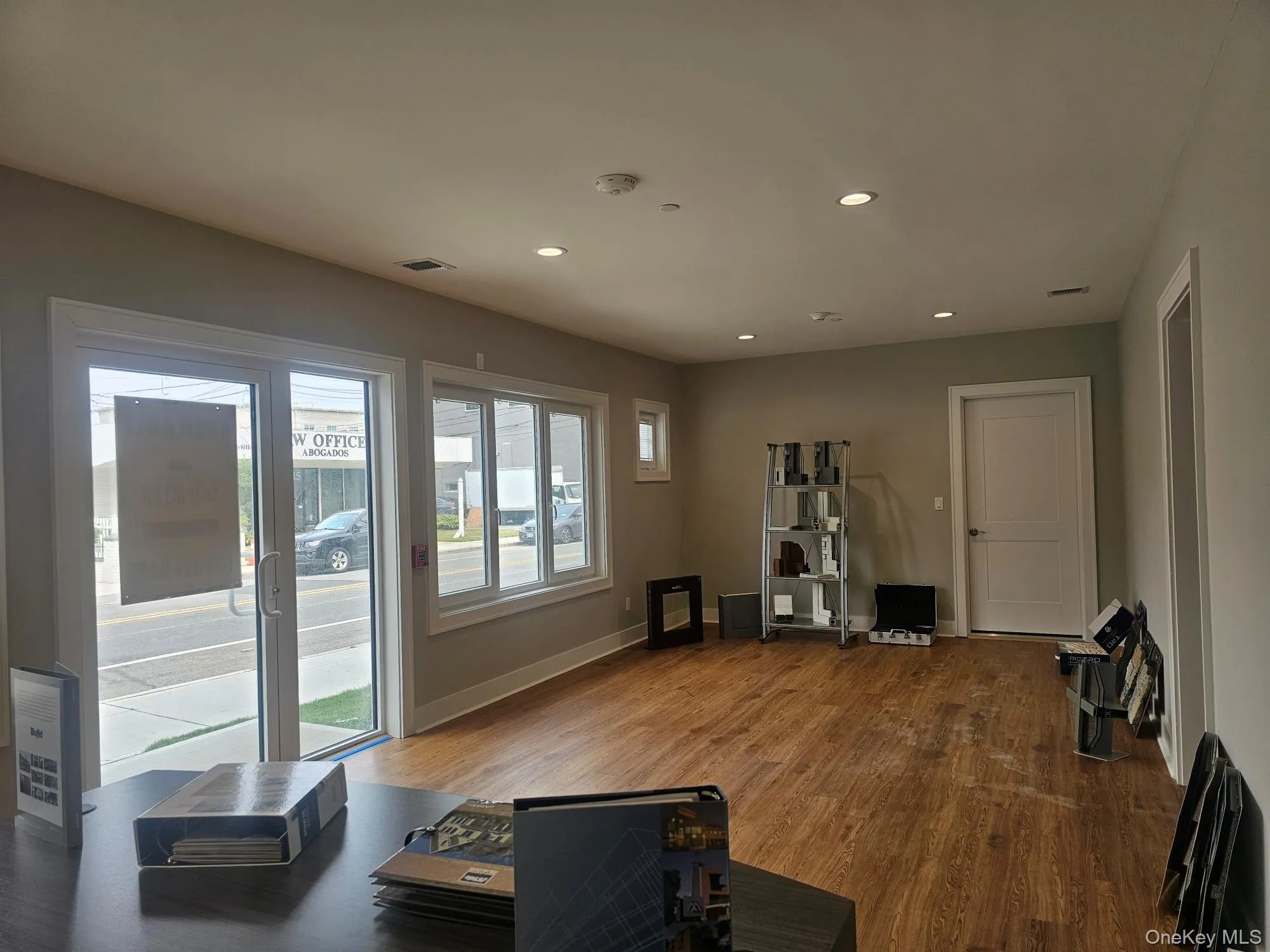 Entryway featuring wood finished floors and recessed lighting Entryway featuring wood finished floors and recessed lighting