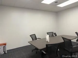 Carpeted home office with a drop ceiling Carpeted home office with a drop ceiling