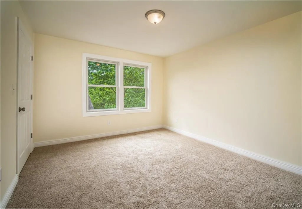 Carpeted empty room with baseboards Carpeted empty room with baseboards