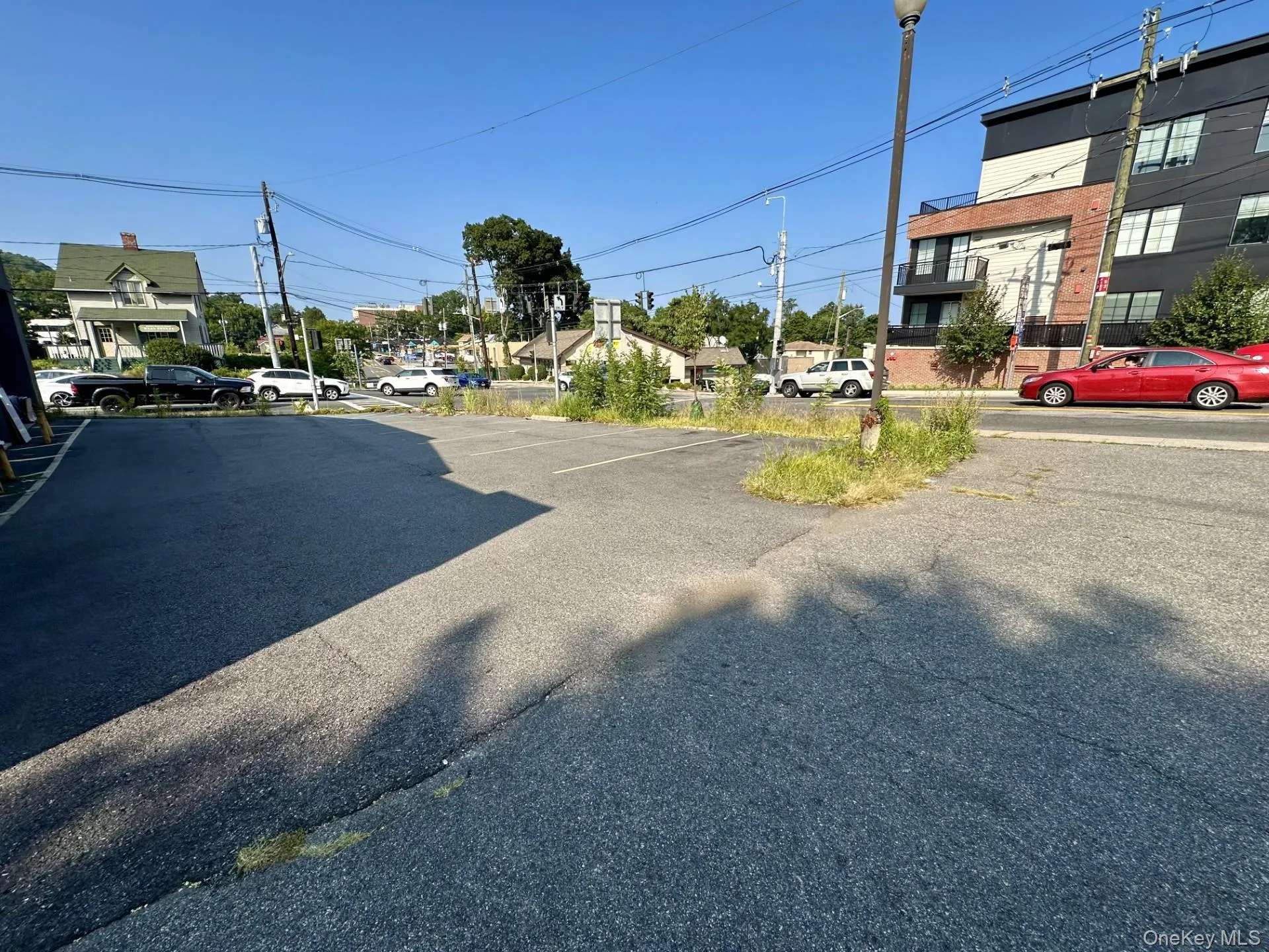 View of road featuring street lights View of road featuring street lights