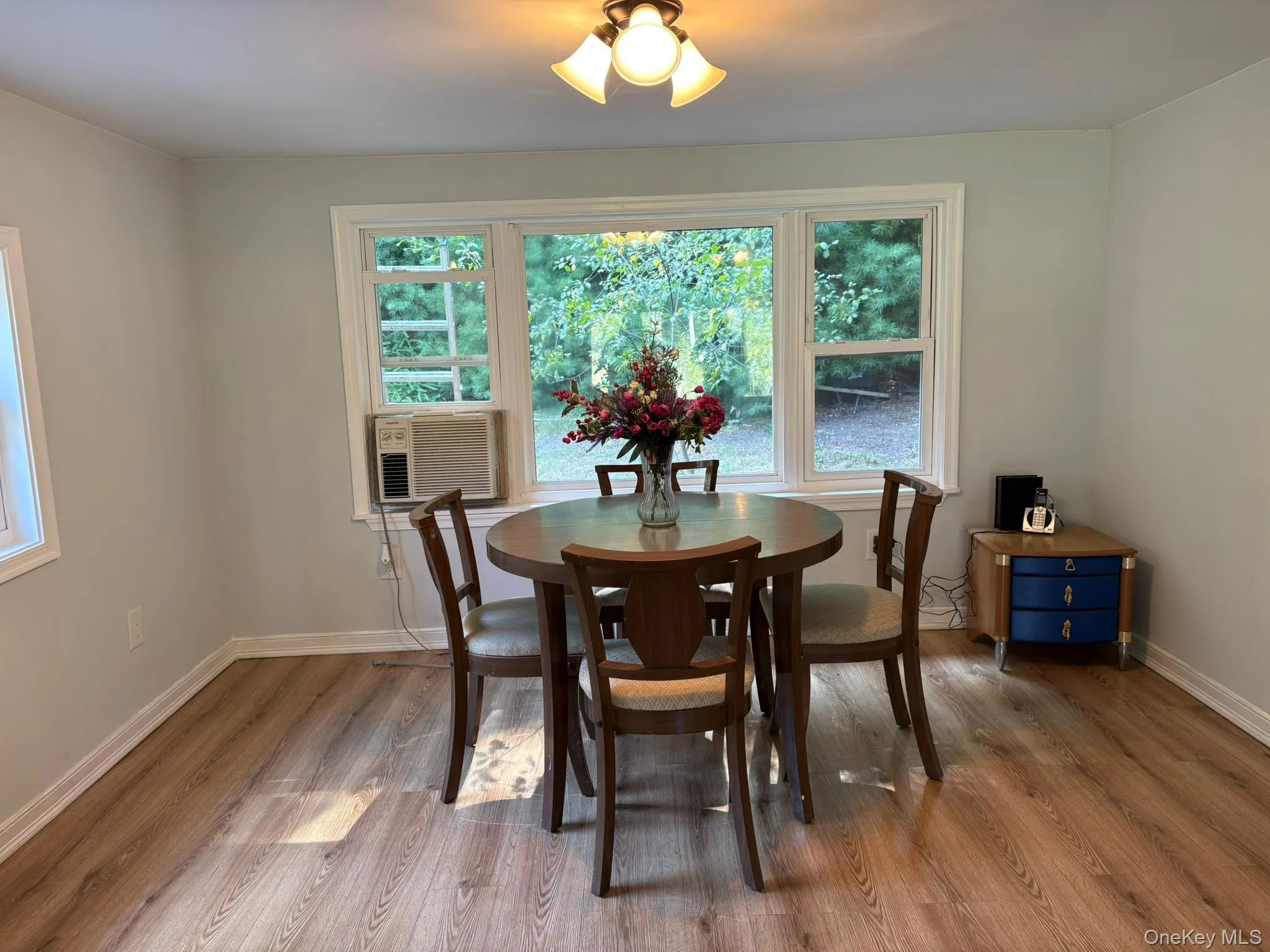 Dining or living room area with healthy amount of natural light and wood finished floors Dining or living room area with healthy amount of natural light and wood finished floors