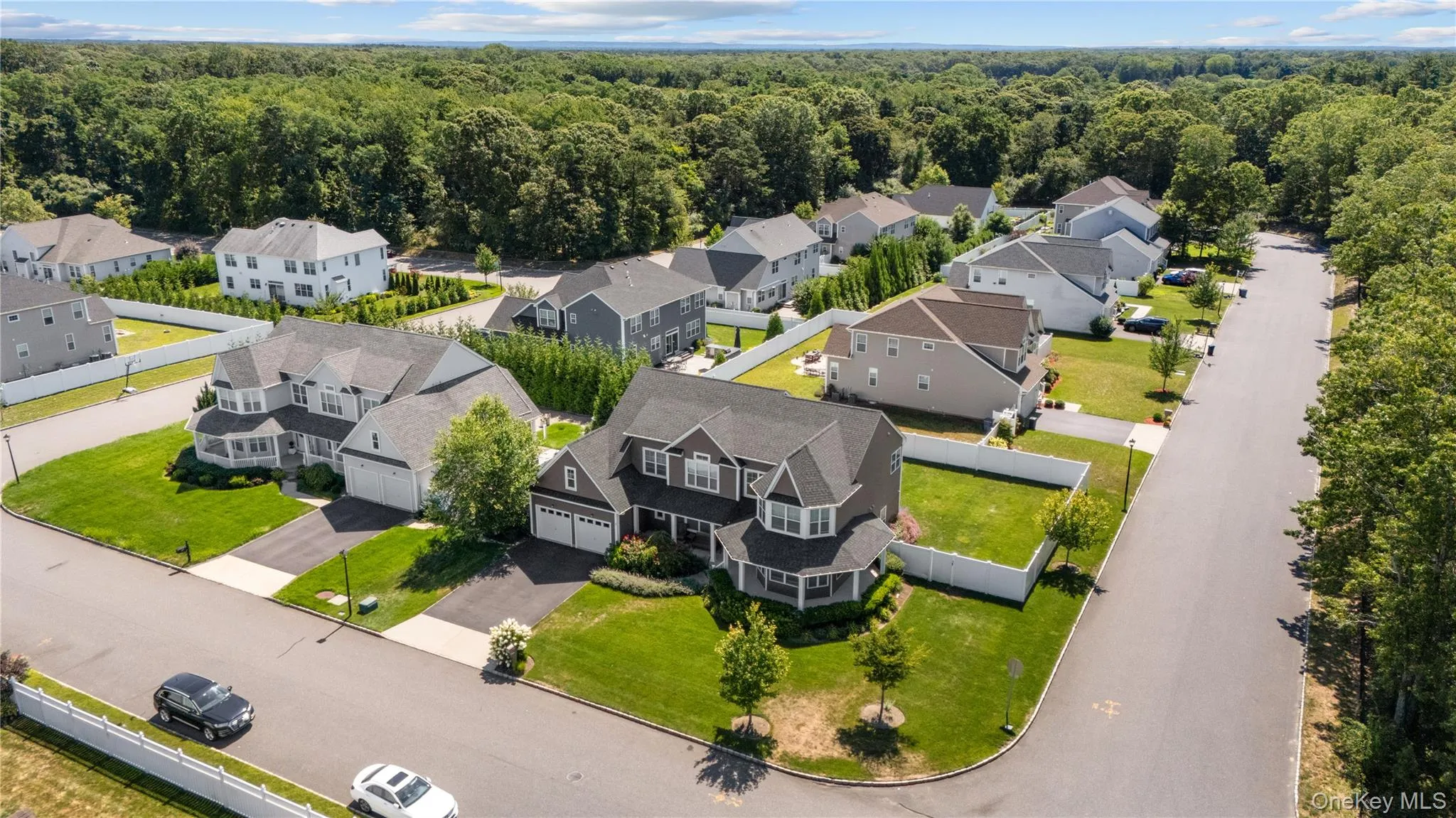 Aerial view of residential area featuring a heavily wooded area Aerial view of residential area featuring a heavily wooded area