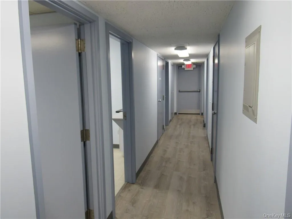 Hallway leading to reception area, kitchen/lab, exam rooms and private office. Hallway leading to reception area, kitchen/lab, exam rooms and private office.