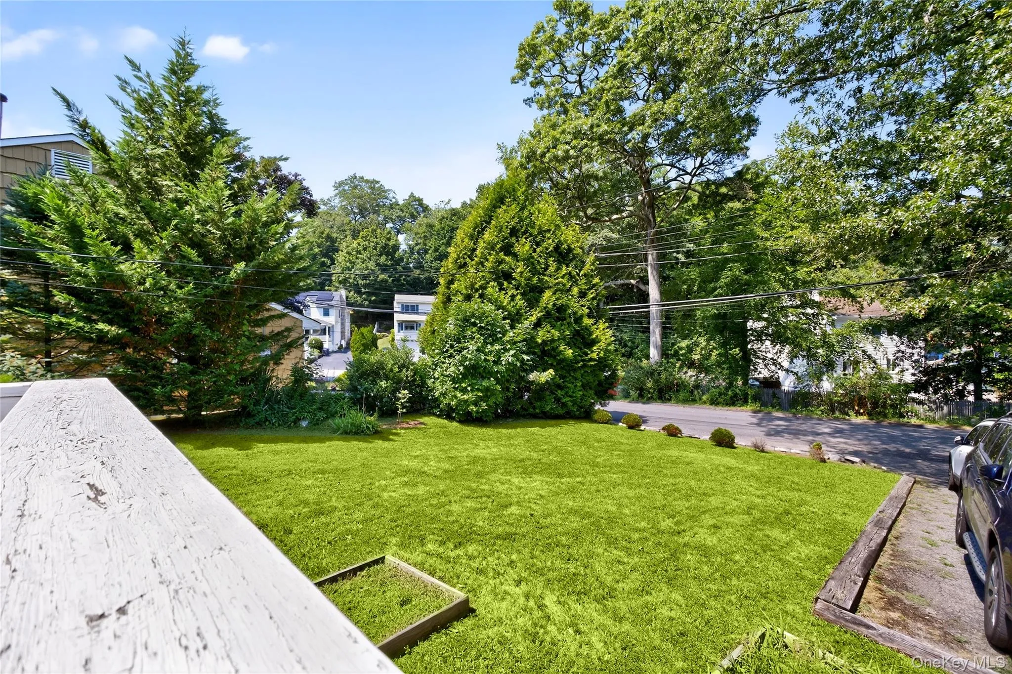 View of grassy yard with view of secluded wooded area View of grassy yard with view of secluded wooded area