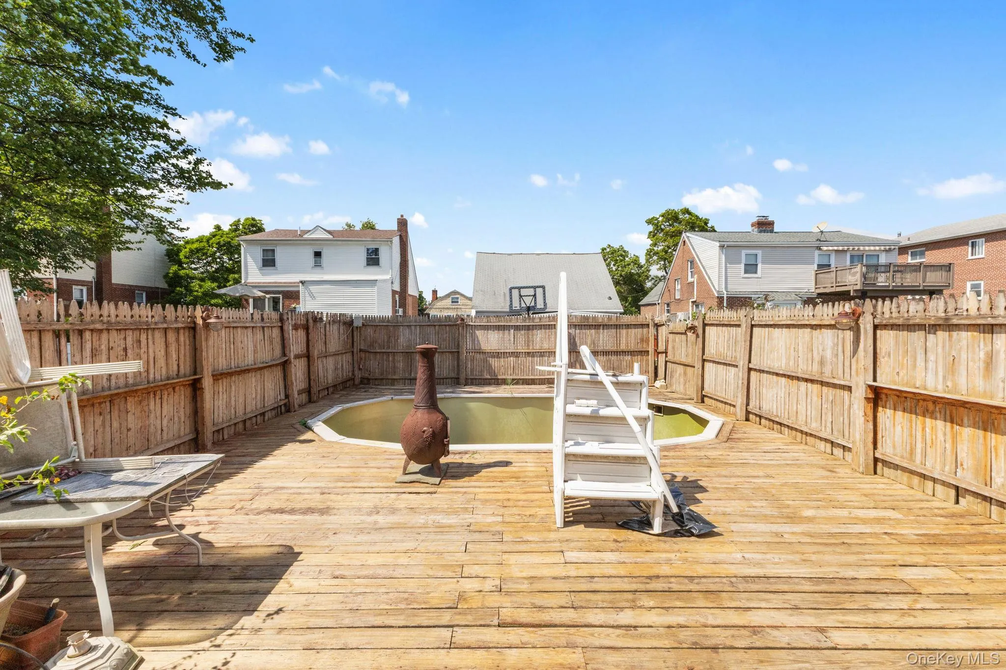 Deck featuring a residential view and a fenced backyard Deck featuring a residential view and a fenced backyard