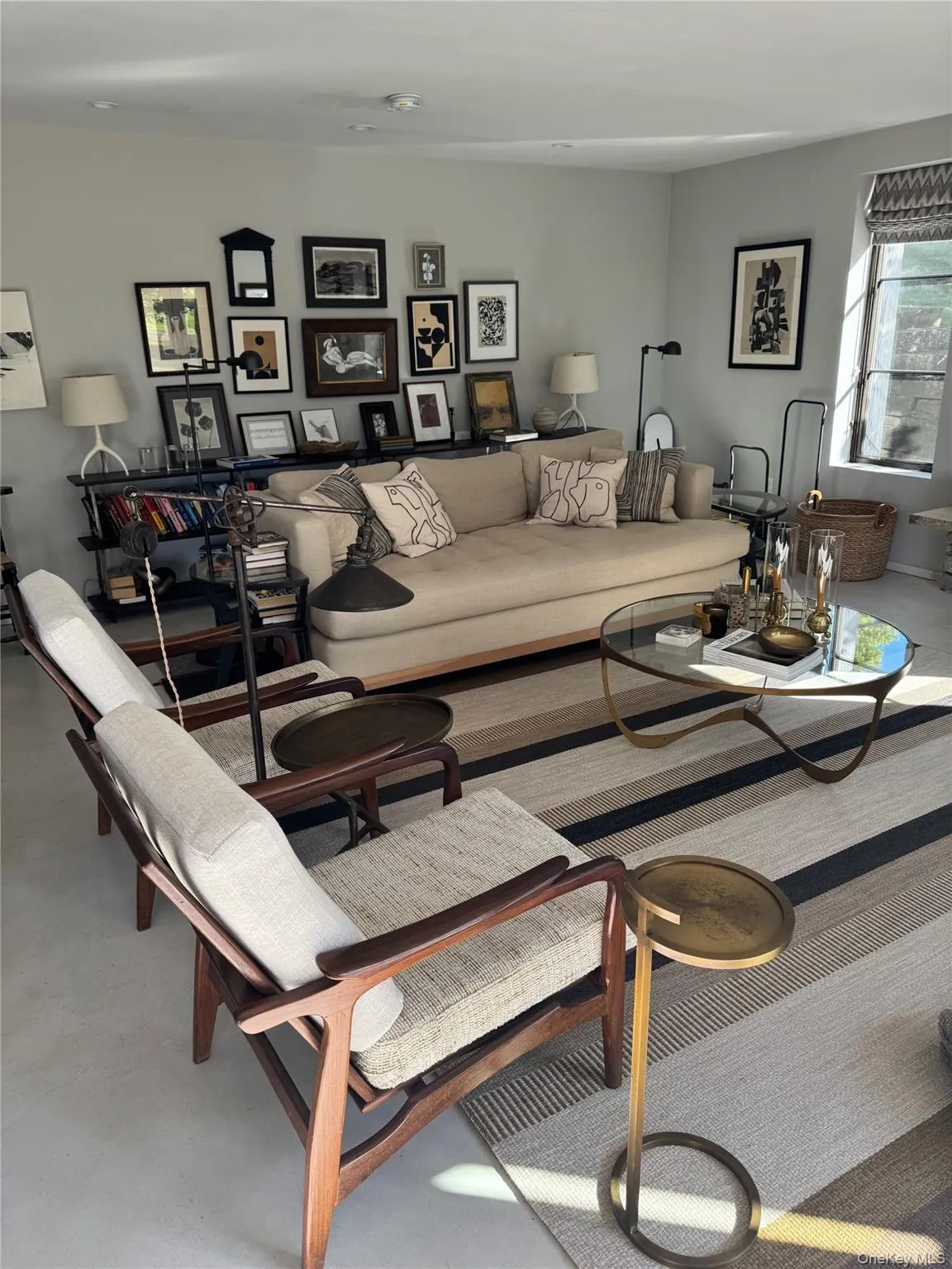 Living area with finished concrete floors Living area with finished concrete floors