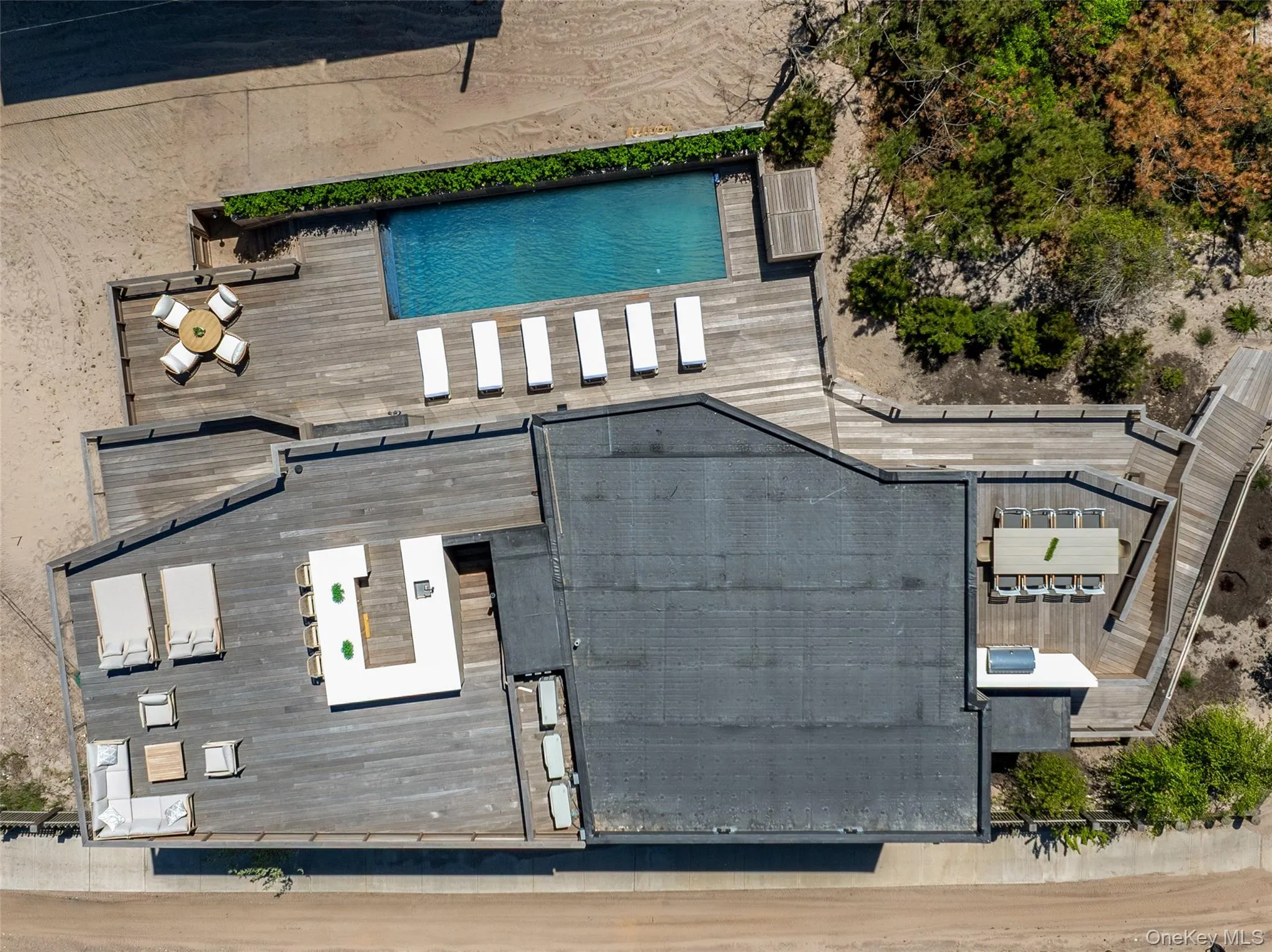 Bird's eye view of a pool area Bird's eye view of a pool area
