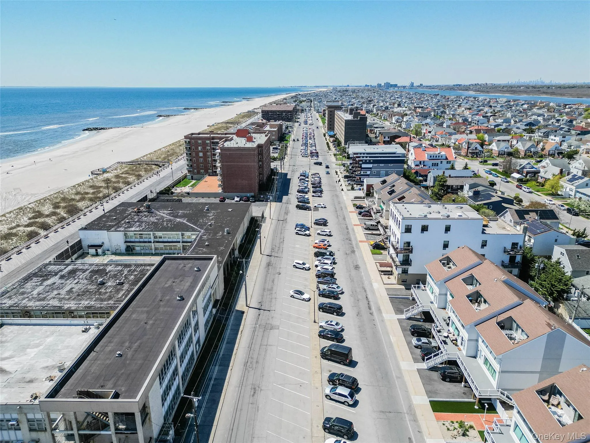 View of urban area with unending shoreline View of urban area with unending shoreline