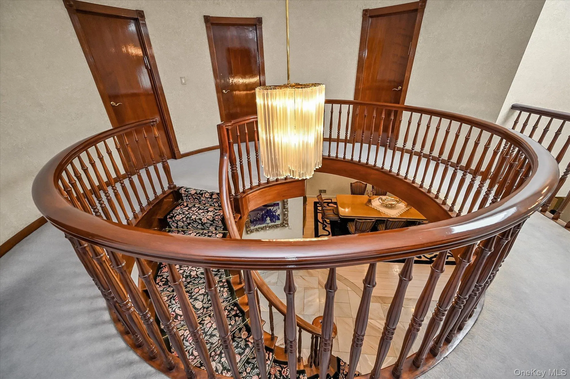 Stairway with a textured wall and carpet Stairway with a textured wall and carpet
