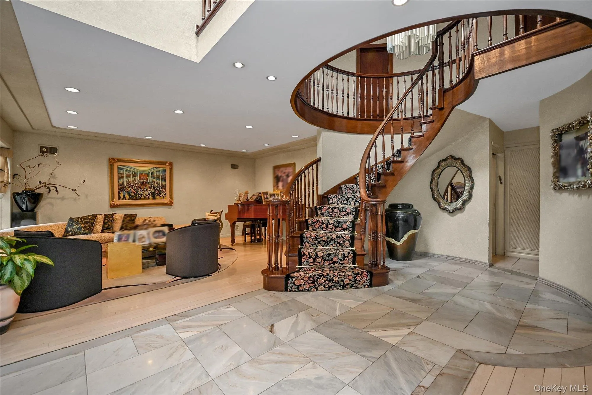 Stairs featuring recessed lighting and a high ceiling Stairs featuring recessed lighting and a high ceiling