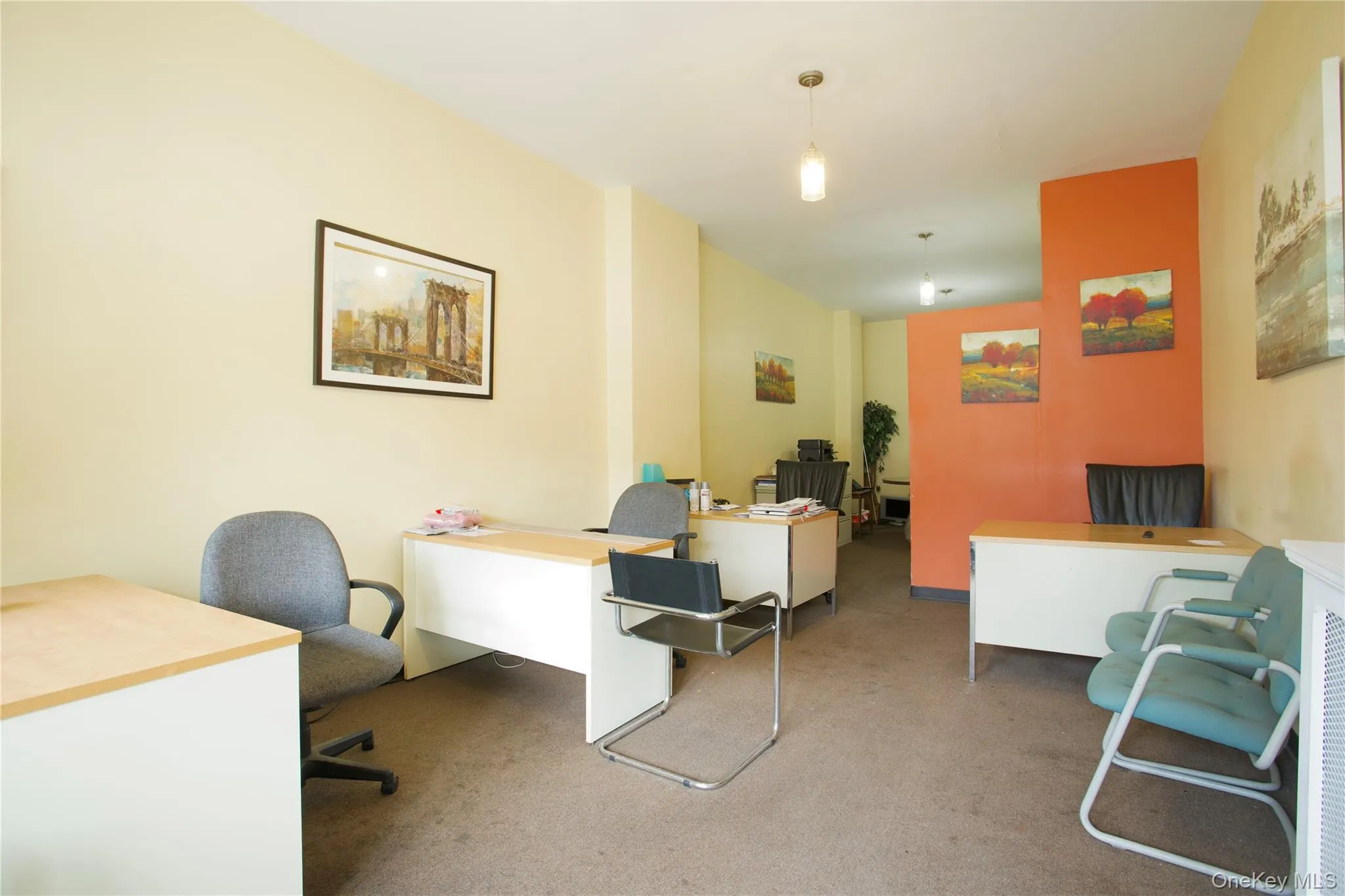 Home office featuring light colored carpet Home office featuring light colored carpet