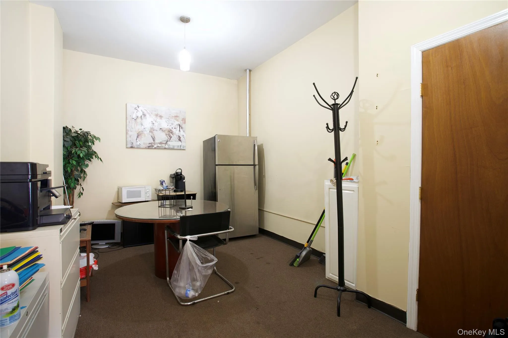 Office space with dark carpet Office space with dark carpet