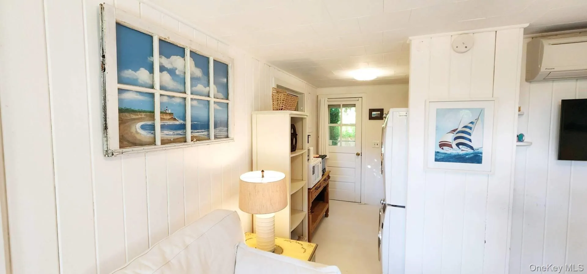 Corridor with an AC wall unit and wooden walls Corridor with an AC wall unit and wooden walls