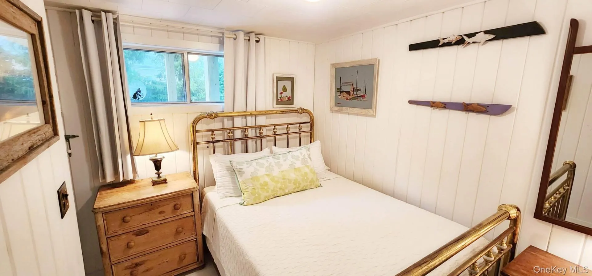 Bedroom with wood walls Bedroom with wood walls