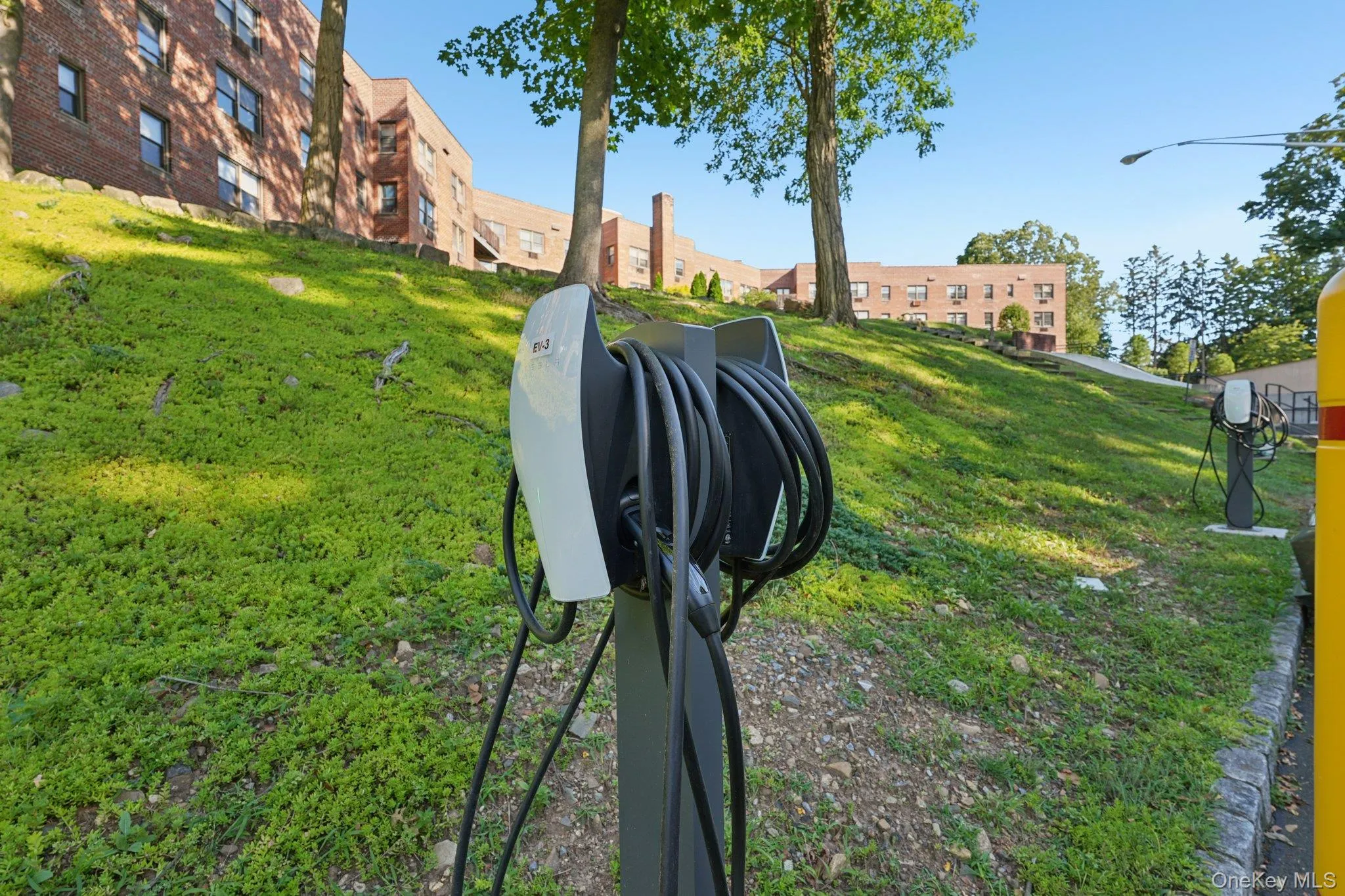 Exterior view of electric vehicle charger Exterior view of electric vehicle charger