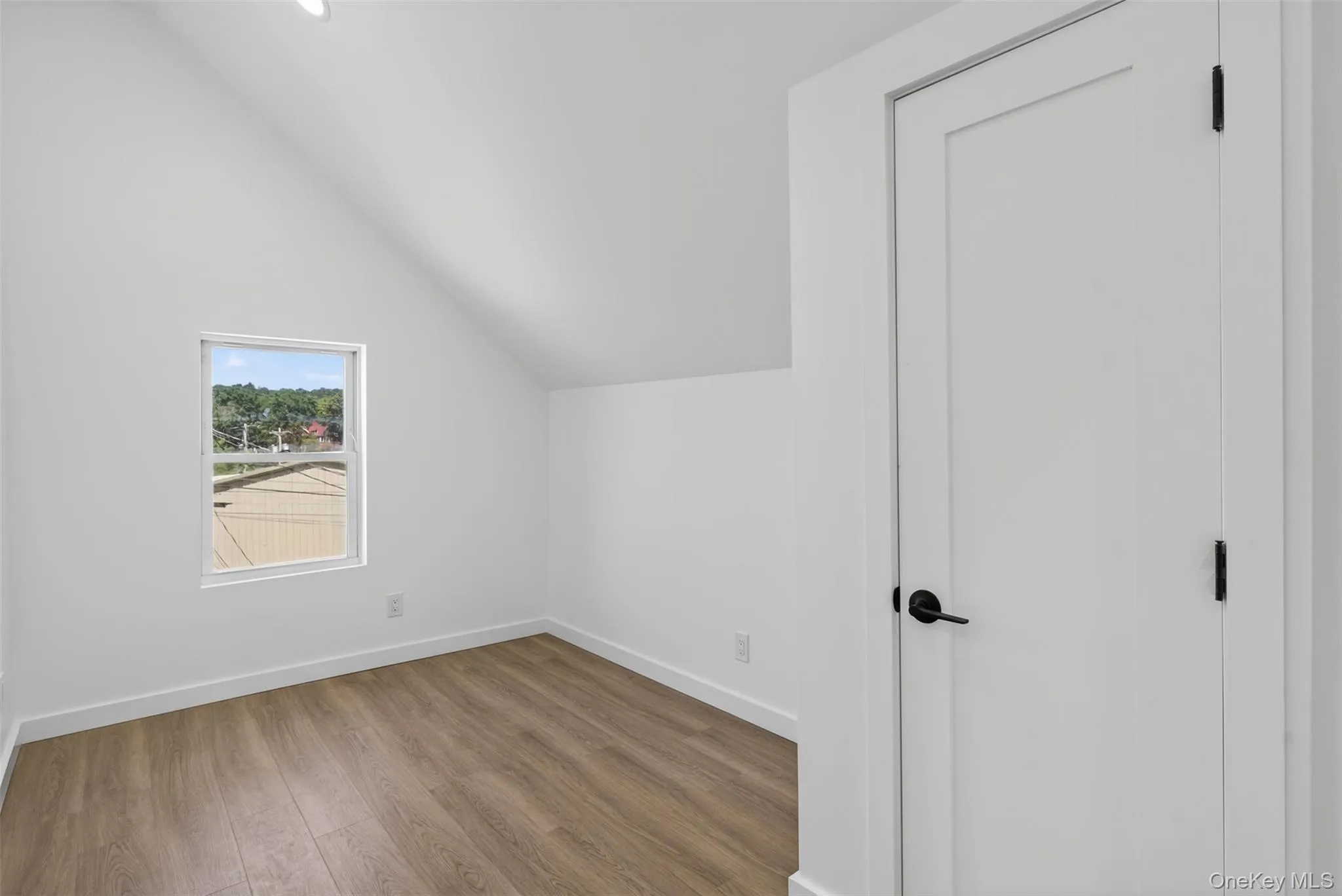 Additional living space with vaulted ceiling and wood finished floors Additional living space with vaulted ceiling and wood finished floors