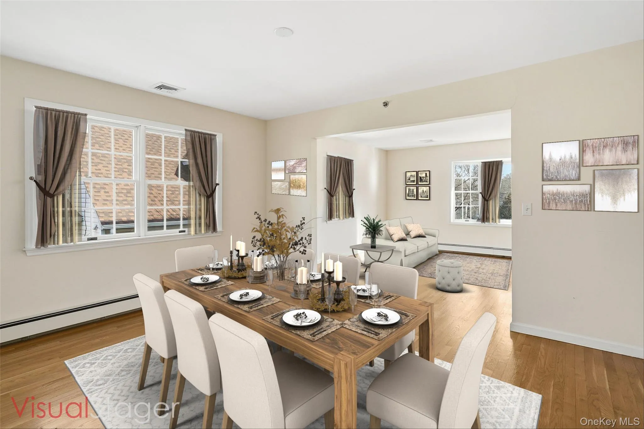 Spacious formal dining room with hardwood floors. Spacious formal dining room with hardwood floors.