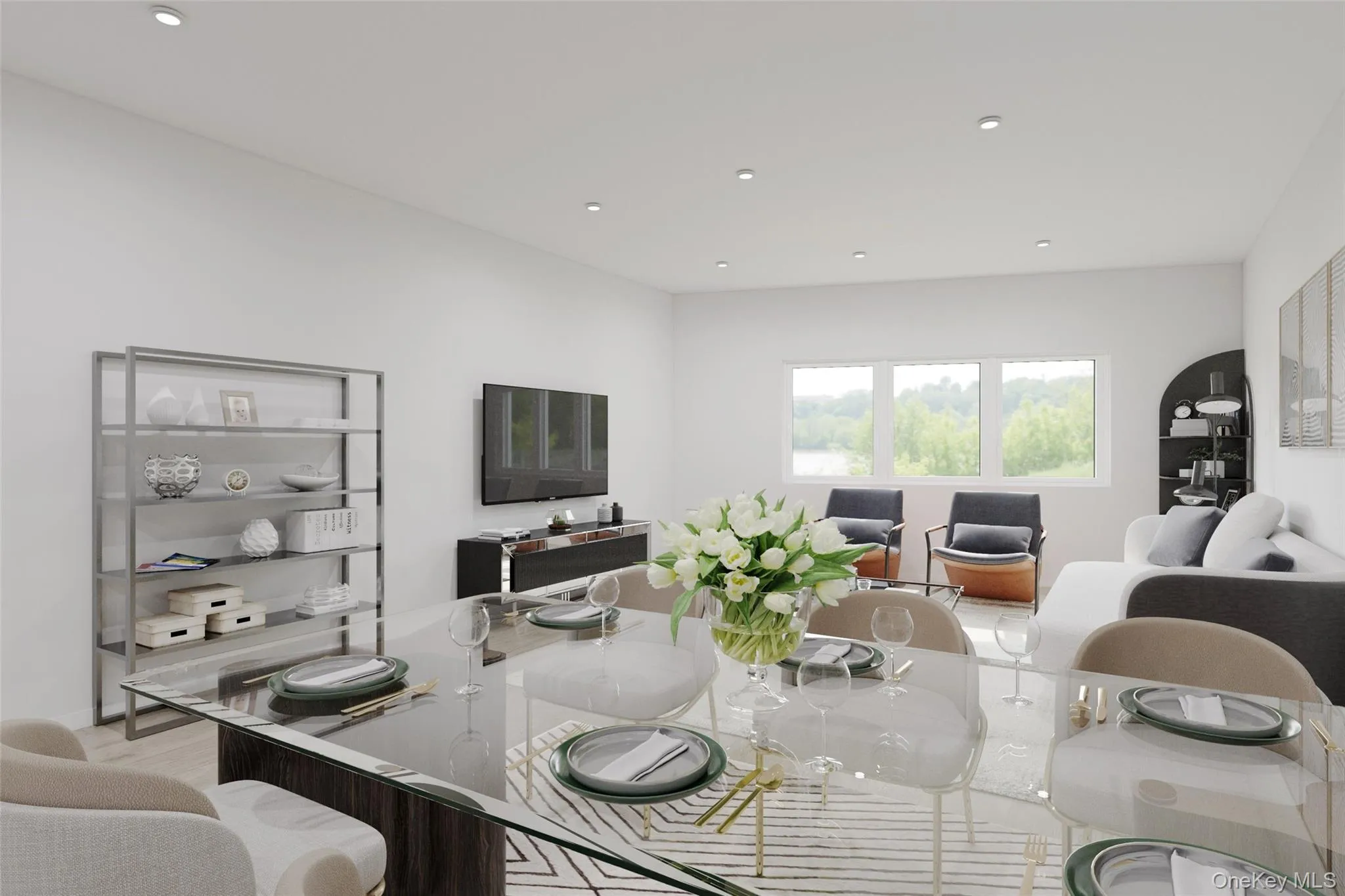 VIRTUALLY RENDERED Dining room featuring recessed lighting VIRTUALLY RENDERED Dining room featuring recessed lighting