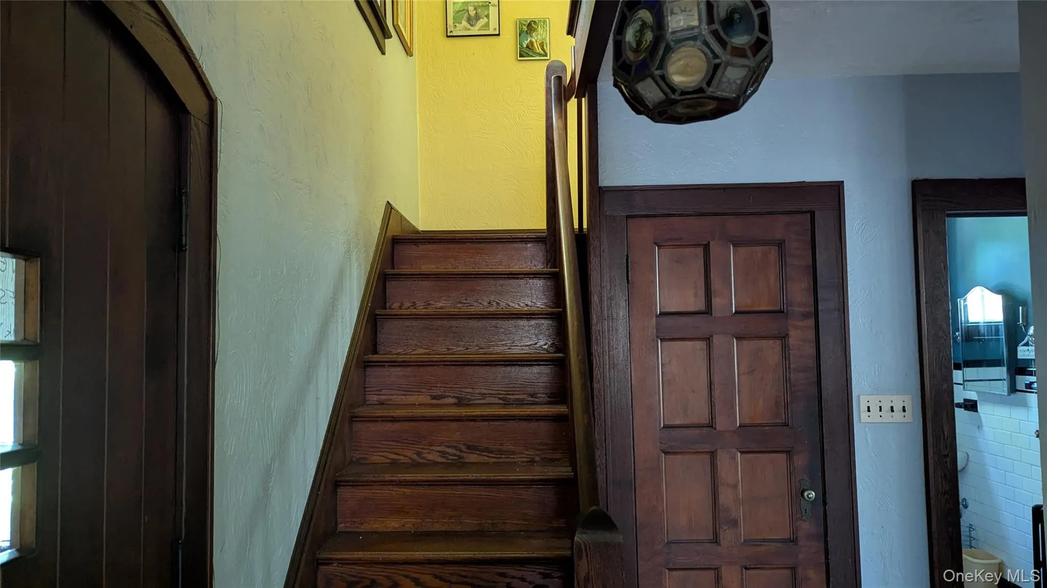 Stairway with a textured wall Stairway with a textured wall