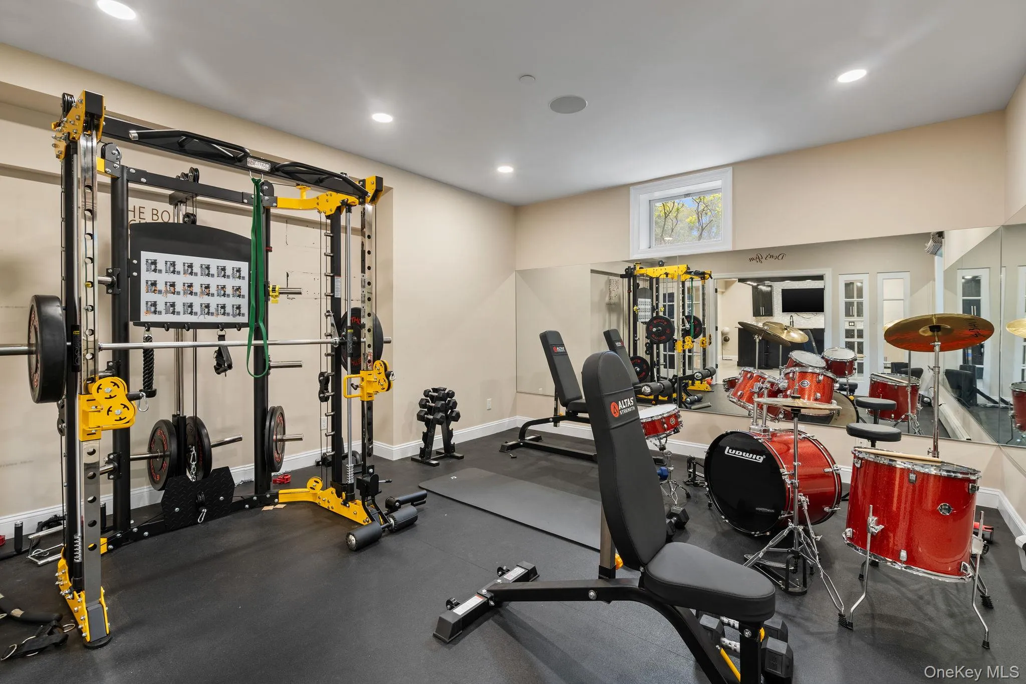 Workout area featuring recessed lighting Workout area featuring recessed lighting