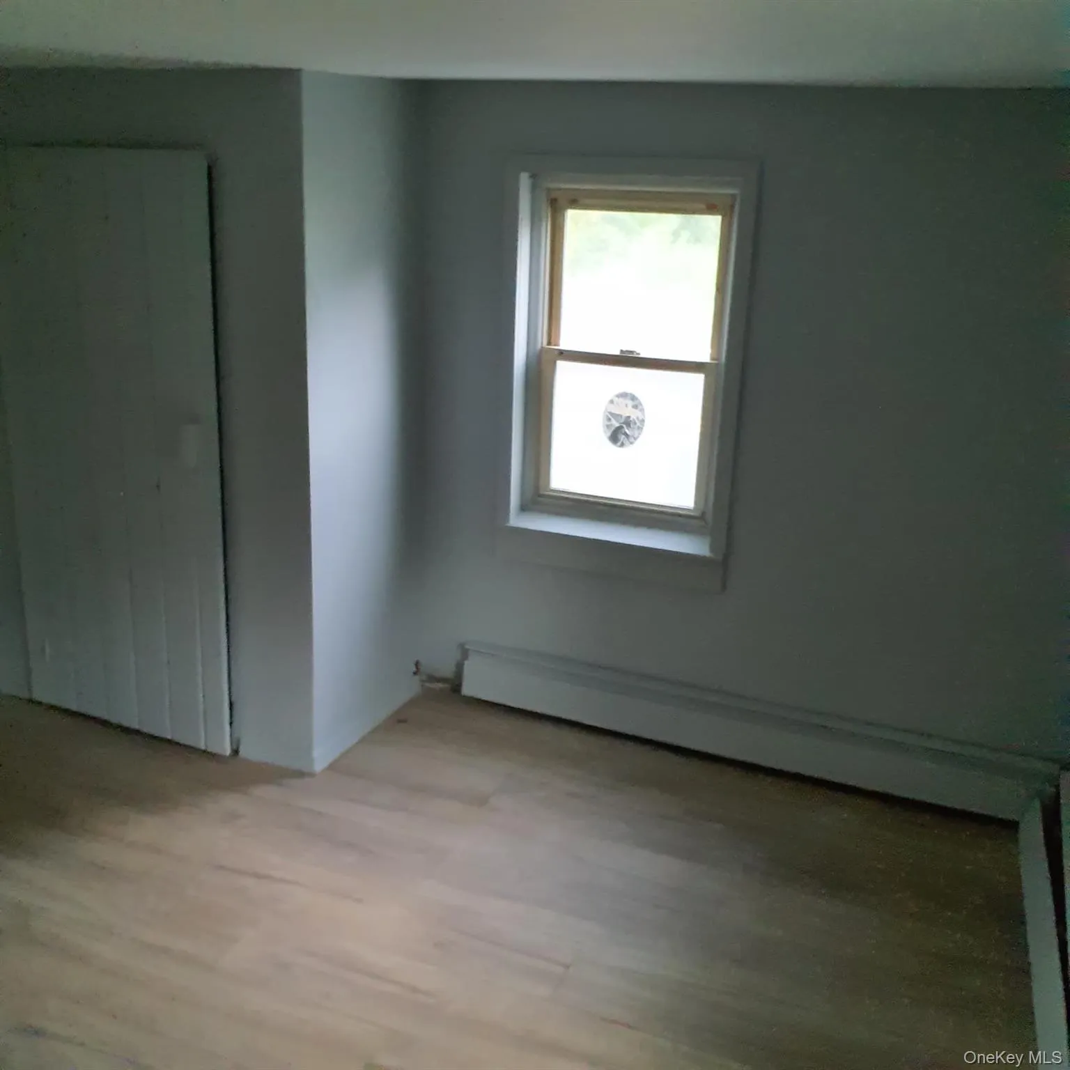 Spare room with a baseboard radiator and wood finished floors Spare room with a baseboard radiator and wood finished floors