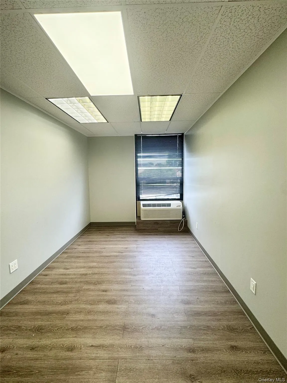Unfurnished room featuring a paneled ceiling and light wood-style floors Unfurnished room featuring a paneled ceiling and light wood-style floors